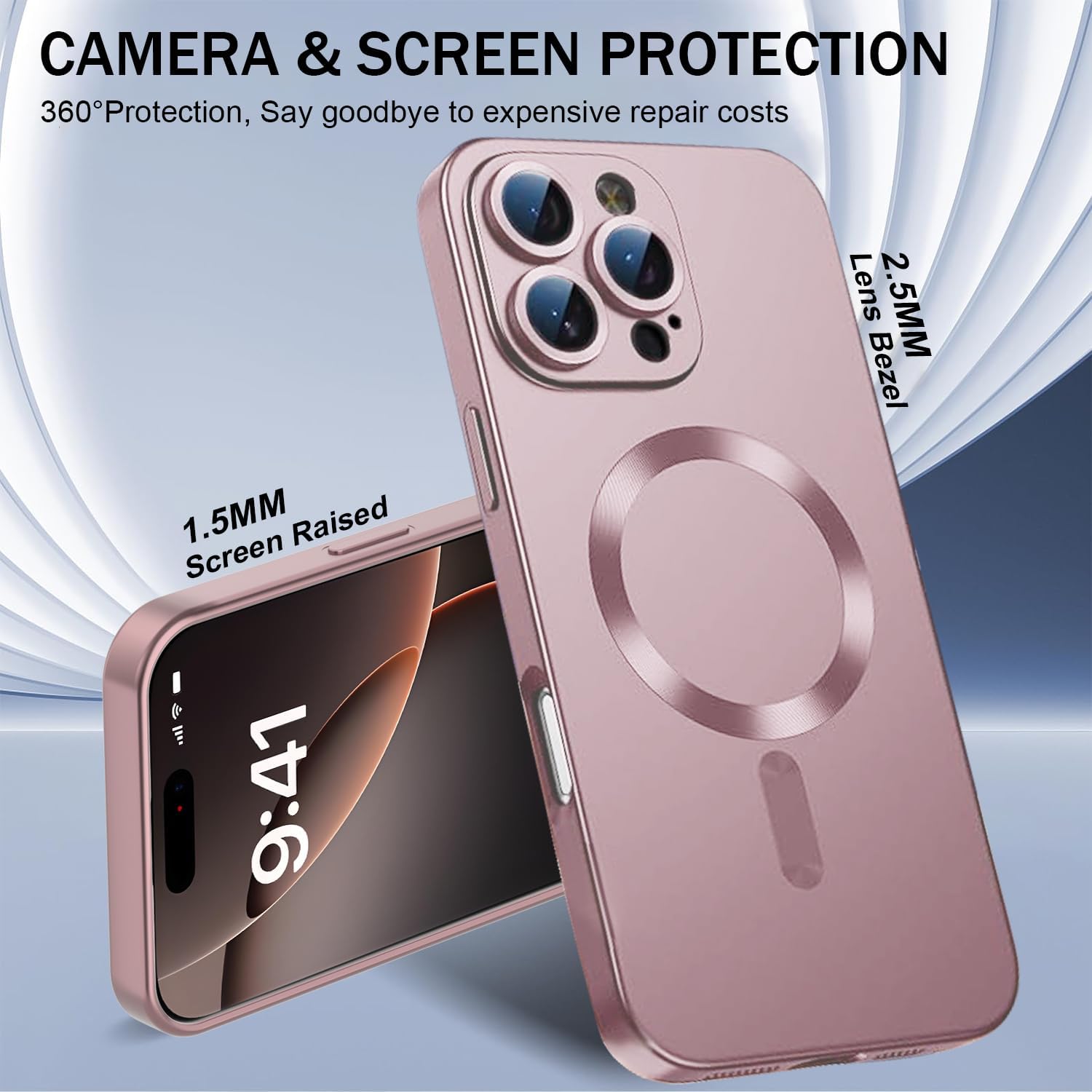 Magnetic Case for iPhone 13 Pro MagSafe with Camera Lens Protector,Full Protection Slim Smooth Shockproof Anti-Scratch Soft TPU Bumper Phone Case for iPhone 13 Pro Rose Gold - Image 5