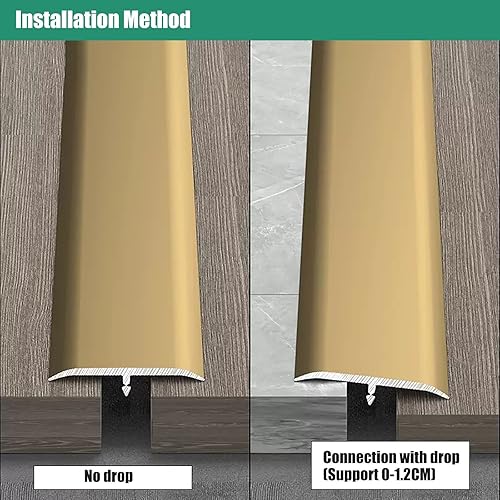 Miniatura 5 de Tira de transición de suelo de moldura en T para baldosas y suelos de maderalaminado, tiras de cubierta de piso de madera de metal, 30, 40, 50, 60,