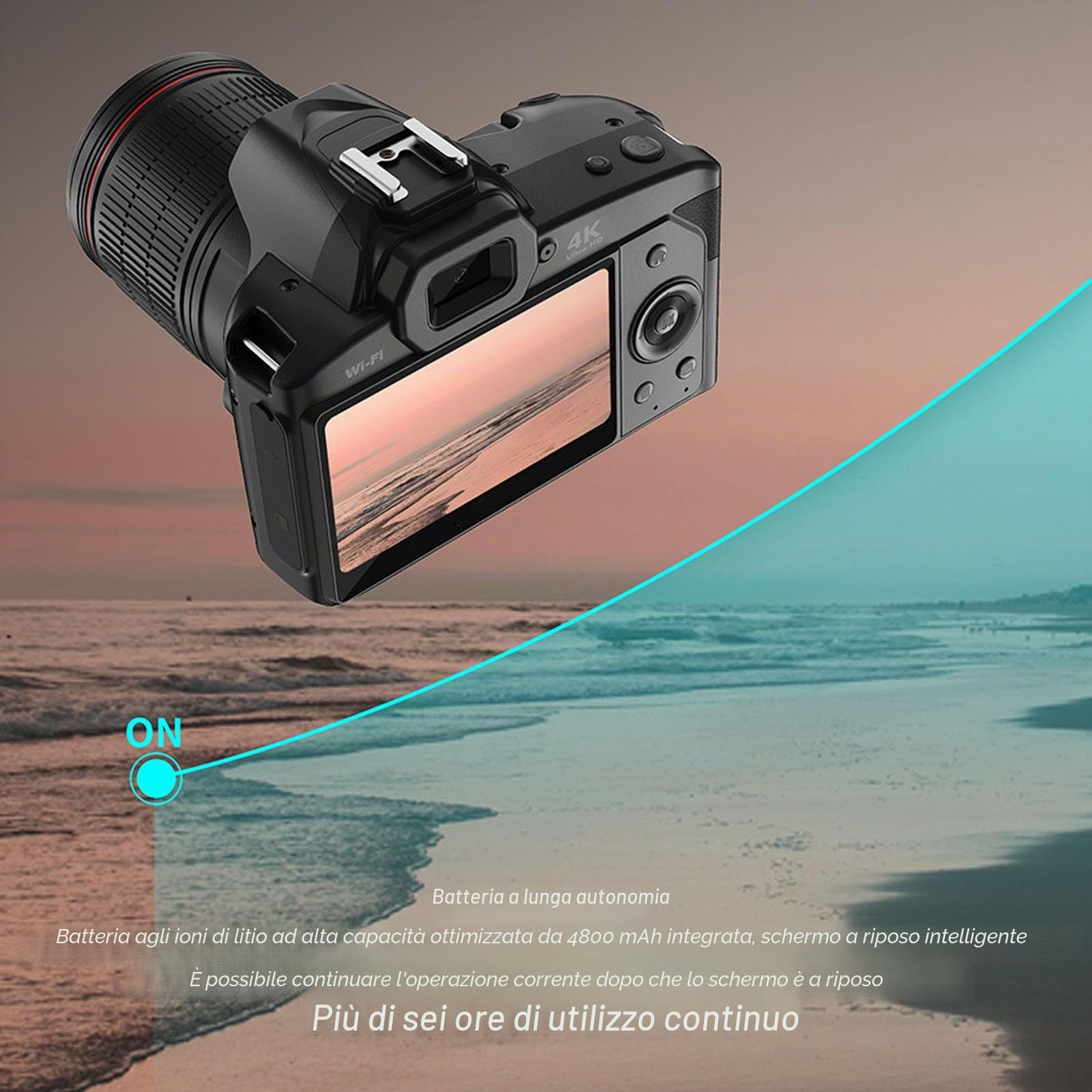 Fotocamera Reflex Digitale con Obiettivo 2,7-2,95 Mm, Fotocamera Digitale WiFi con Schermo IPS da 3,0 Pollici, Fotocamera per da 64 MP, Supporto Zoom 16X, Visione Notturna
