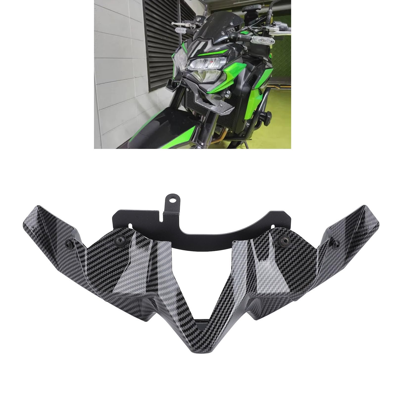 GOTOTOP Ailes de Carénage Avant ABS pour Moto Z900 2020 2021 2022 2023 2024, Force d'appui Améliorée, Remplacement Direct, Noir Mat pour Les Pilotes de Rue (Style Fibre de Carbone)
