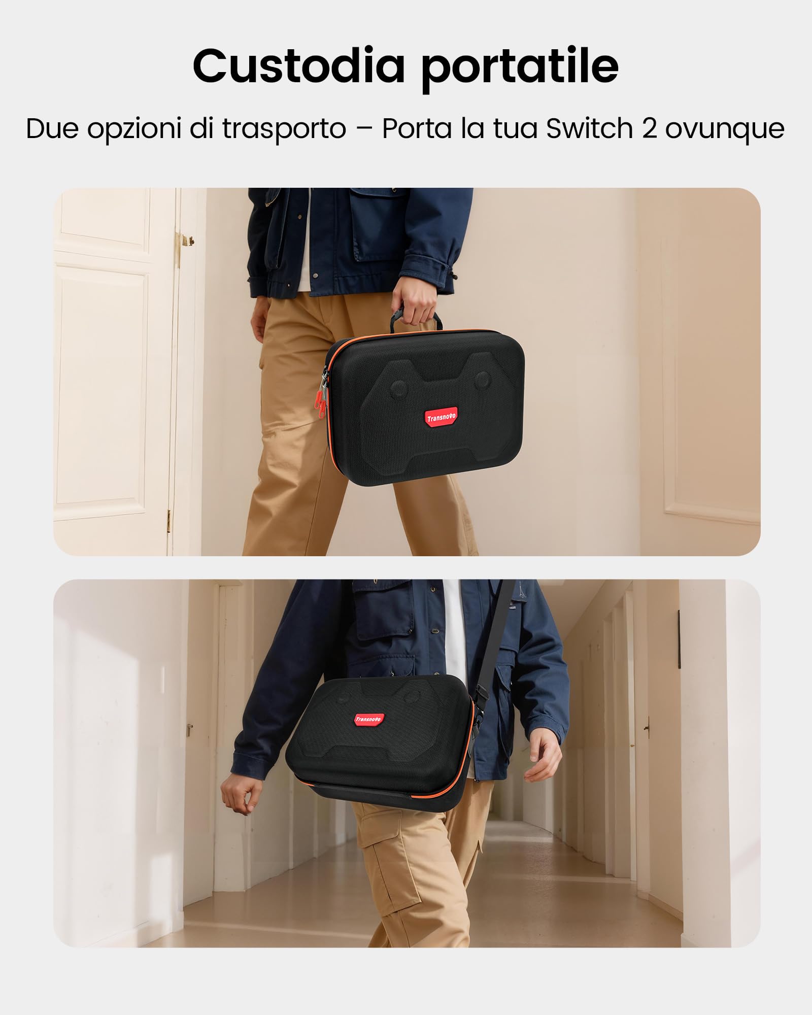 TRANSNOVO Custodia Switch 2 Compatibile con Nintendo Switch 2, Custodia Protettiva Rigida Switch 2 con 16 Slot per Giochi, Custodia da Trasporto Switch 2 Antiurto per Console e Accessori Switch 2