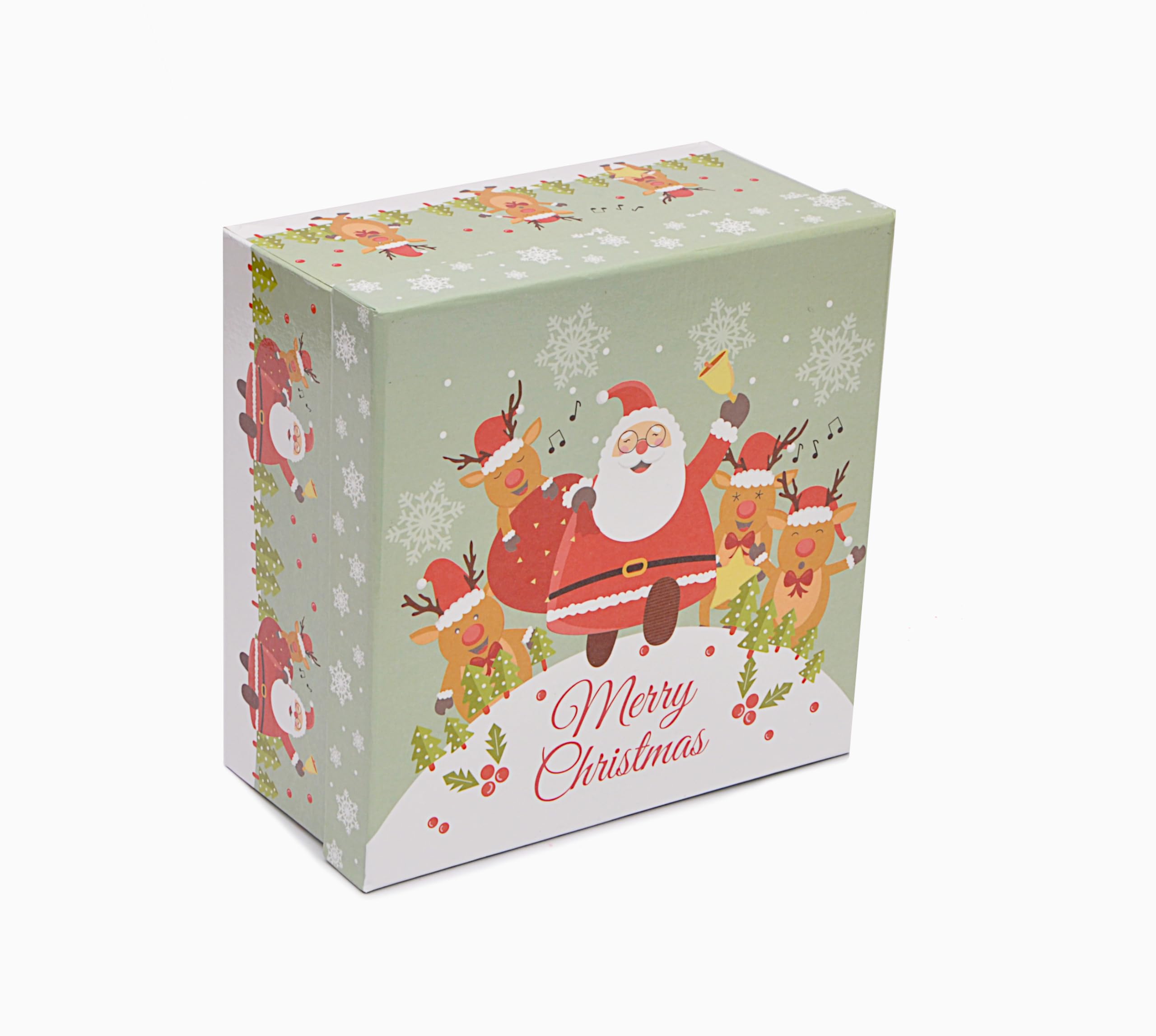 Ciao Zestaw 4 bombek choinkowych Santa & Reindeers (Ø 7,5 cm) z tasiemką tekstylną na choinkę w pudełku upominkowym