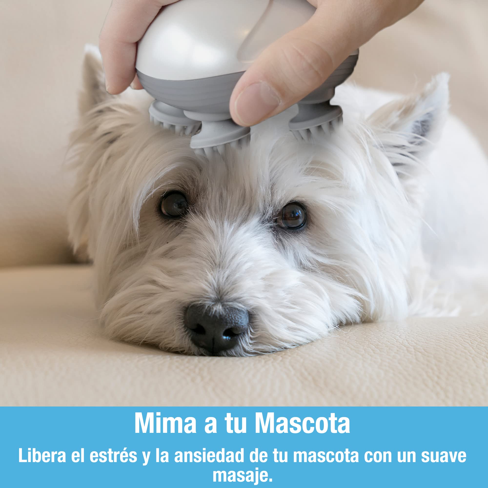 Masajeador de mascotas manual para perros y gatos de Tilcare - Masajeador de perros y de gatos eléctrico - Rascador de cabeza y espalda para aliviar la tensión, los músculos tensos y la rigidez