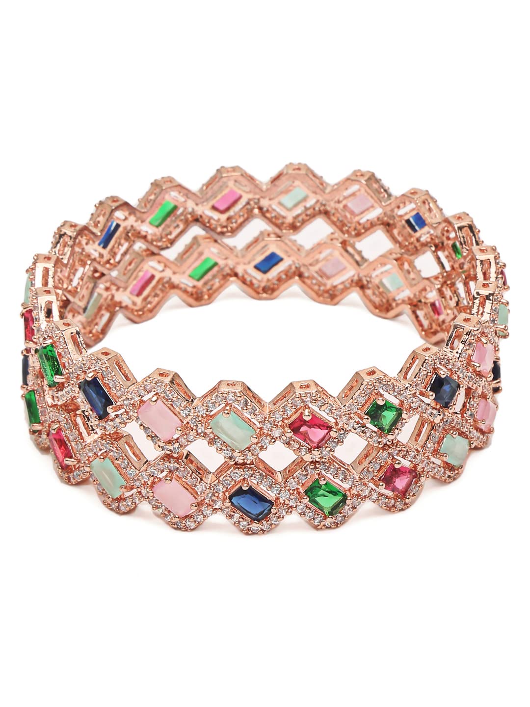 YouBella Jewellery Stylish Rose Gold Plated Multi-Color Stone Studded Bangles for Girls and Women (YBBN_91890) (Gold) (2.8) (B0B1368MP9) Amazon Price History, Amazon Price Tracker