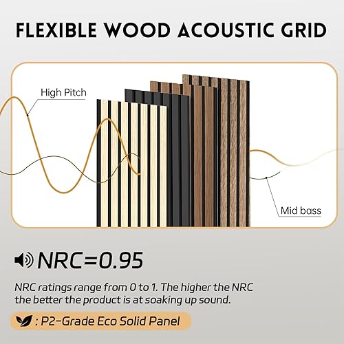 Vista 46 de RITOLLO Paquete de 4 paneles de madera para pared, paneles acústicos de listones de madera de 47.2 x 23.6 pulgadas para pared, paneles Roble natural