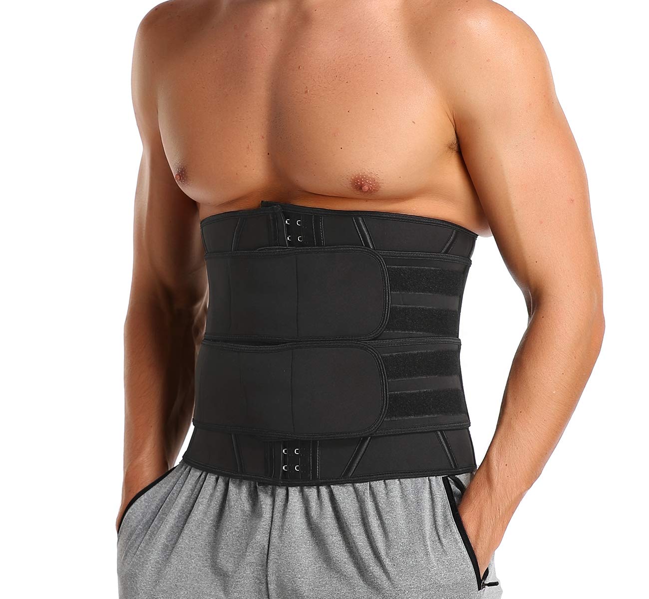 Vaslanda Sauna Waist Trainer Corset Neoprene Fitness Trimmer Sudor Belt for Women & Men Weight Loss Workout Double Straps