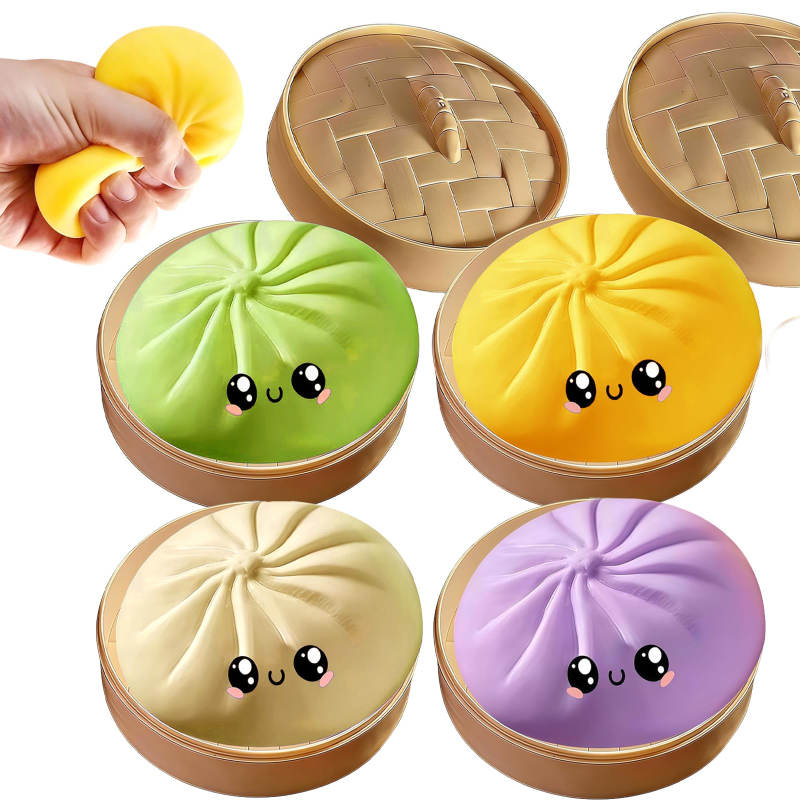 Photo 1 of 4Pcs Glitter Dumpling,Giant Dumpling Squishy, Mega Rainbow Dumplings, Cute Anxiety Relief Fidget , Soft Squeeze Decompression Dough for Adult? Small?