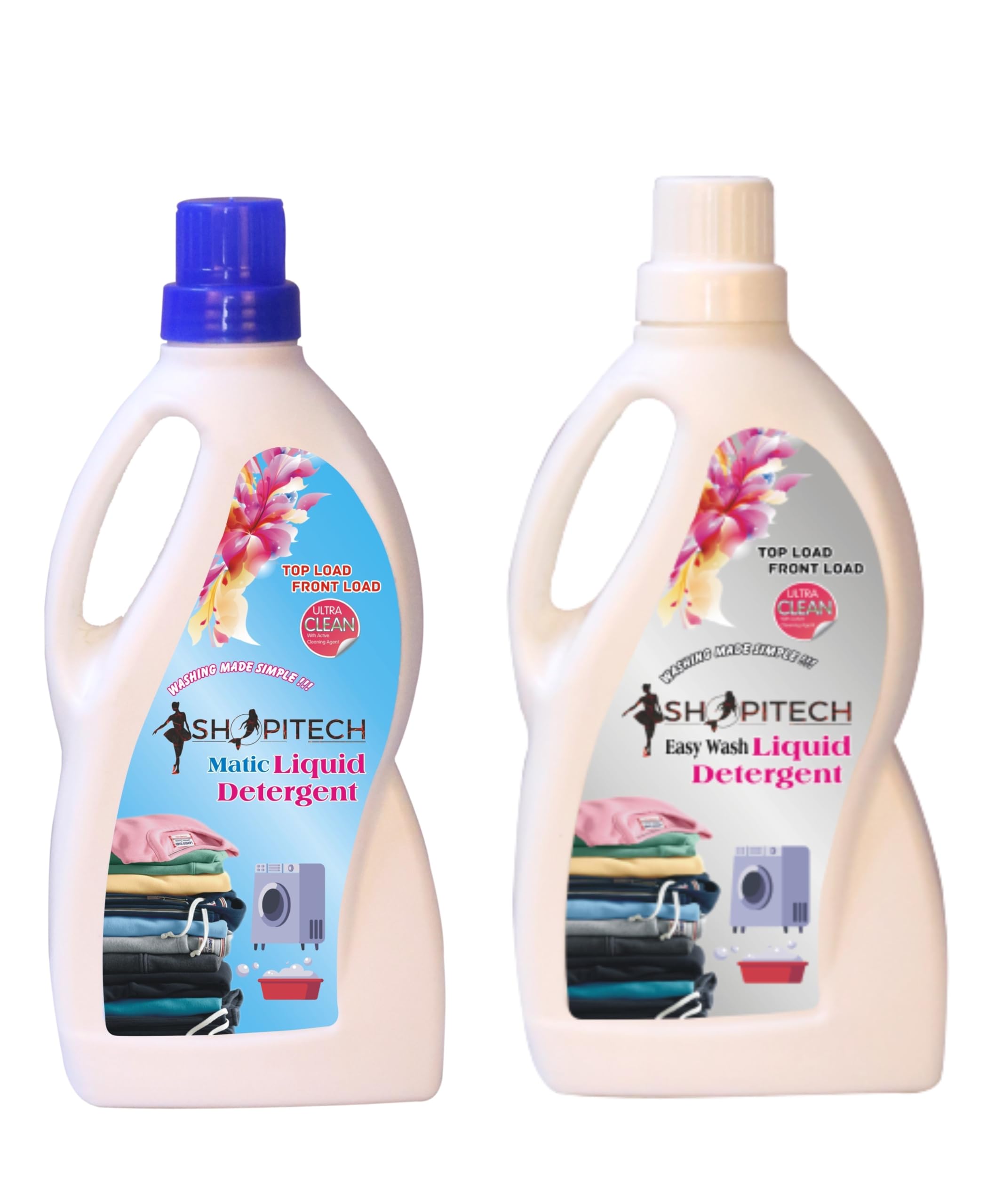 SHOPITECH Matic & Super Clean Liquid Detergent Suitable For Top & Front load Designed For Tough Stain Removal From Cloths With Long Lasting Fragrance & Skin Friendly Multi Combo Pack Of 2 Bottle (B0CK2B3MQ8) Amazon Price History, Amazon Price Tracker