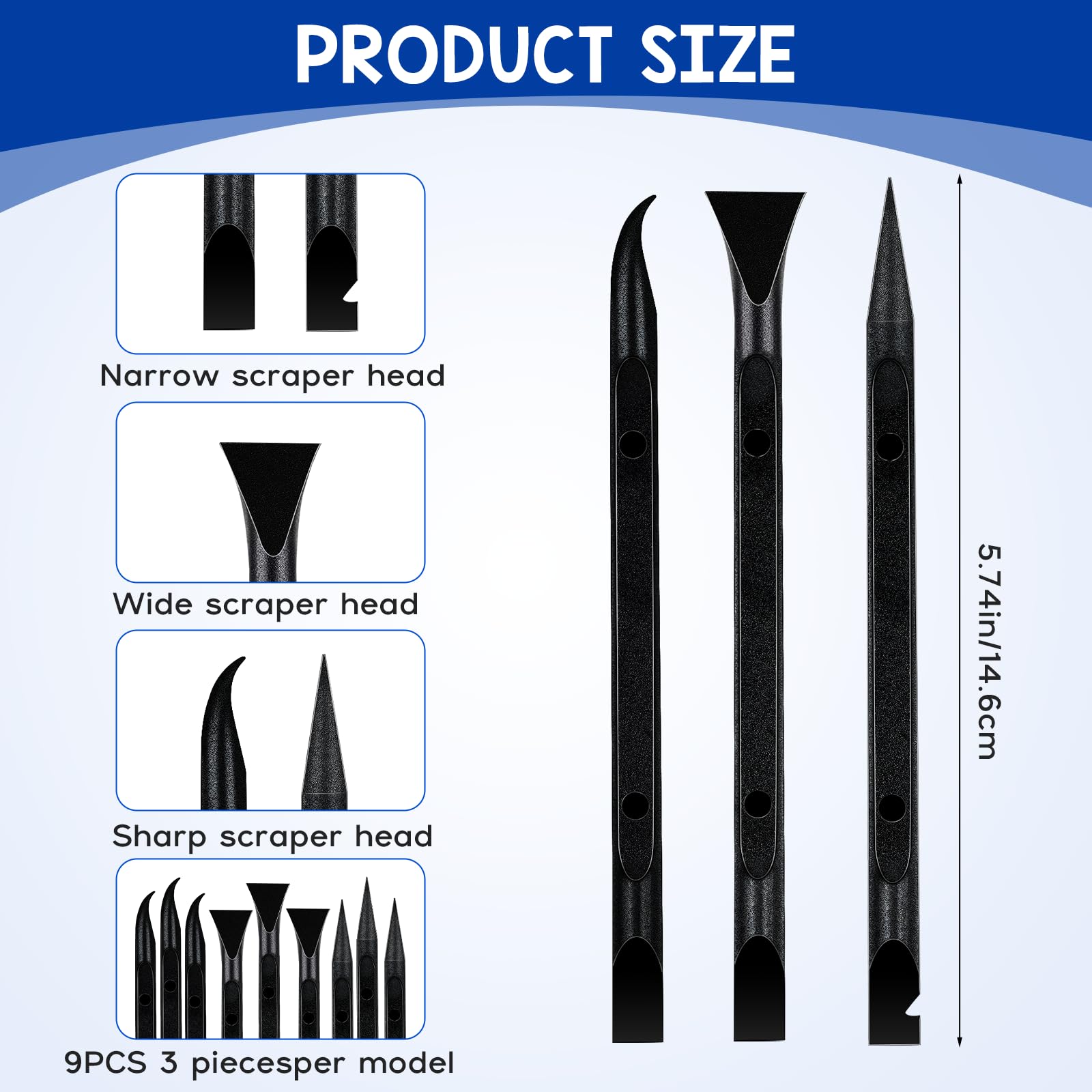 Lot De 9 Grattoirs En Plastique Aiex - Outils De Nettoyage Anti-rayures