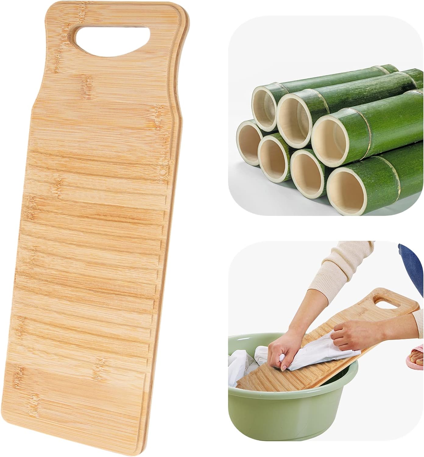 Wooden Washboard for Hand Washing Clothes, 15.7 x 5.9 x0.7