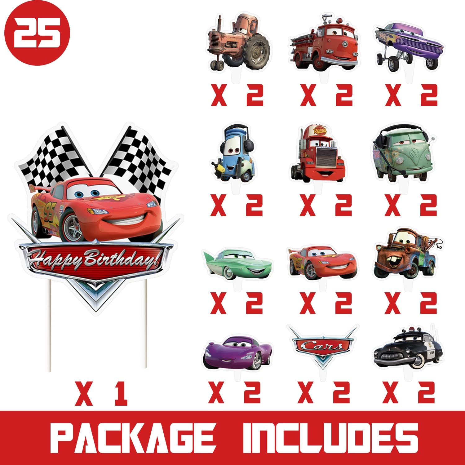 buy 25 mcqueen cake topper cupcake toppers set decorations birthday party topper for children online in saint helena ascension and tristan da cunha b07xx2jhwh