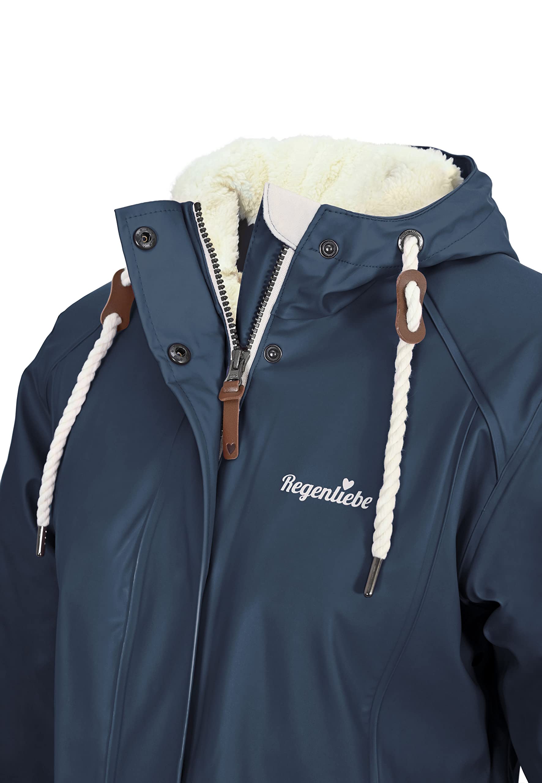 Regenliebe Damen Regenmantel wasserdicht Friesennerz mit Teddyfleece gefüttert