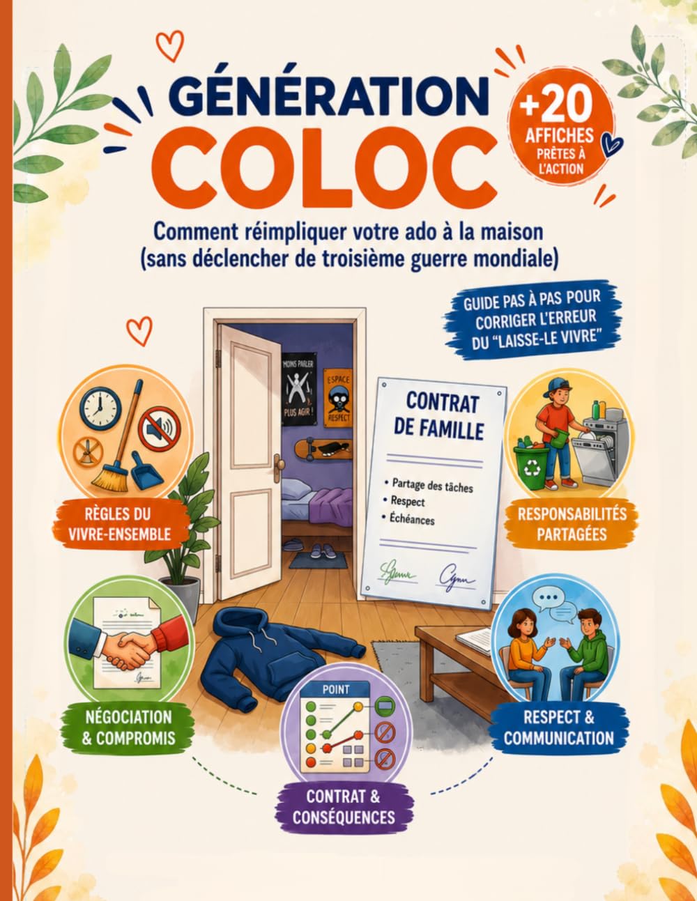 Génération Coloc: 20 affiches pour réimpliquer votre ado à la maison (Kit de Survie Parentale)