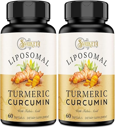 Miniatura 6 de Suplemento de curcumina de cúrcuma liposomal de 2000 mg, extracto curcuminoide estandarizado al 95% y polvo de raíz orgánica con fruta de pimienta