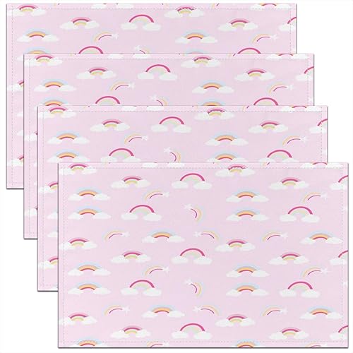 Miniatura 12 de jejeloiu Juego de 4 manteles individuales con estampado de radio Boombox de 18 x 12 pulgadas, manteles individuales retro para mesa de radio, Azul