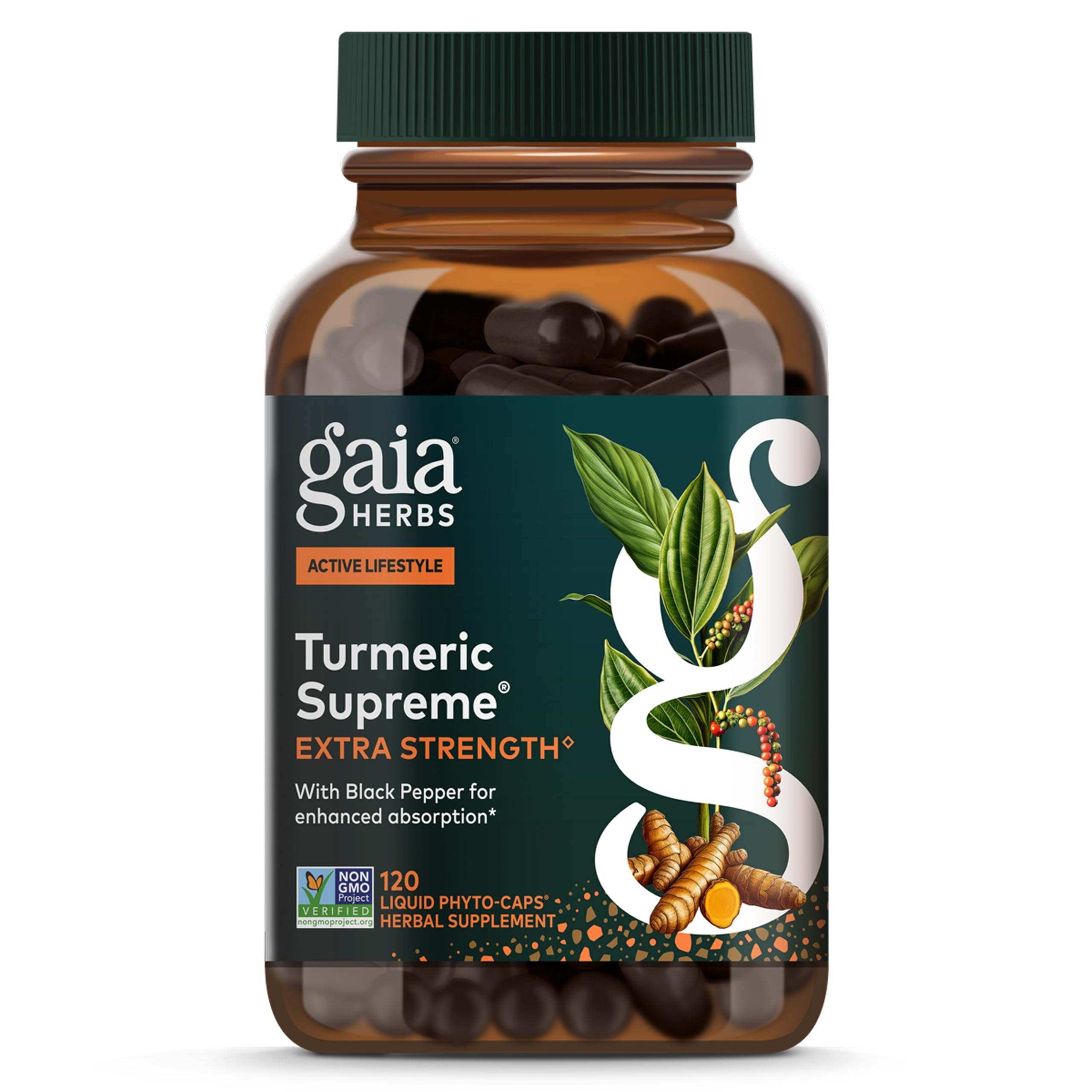 Gaia Herbs Turmeric Supreme Extra Strength, 120 Vegan Capsules 120 Count (Pack of 1)