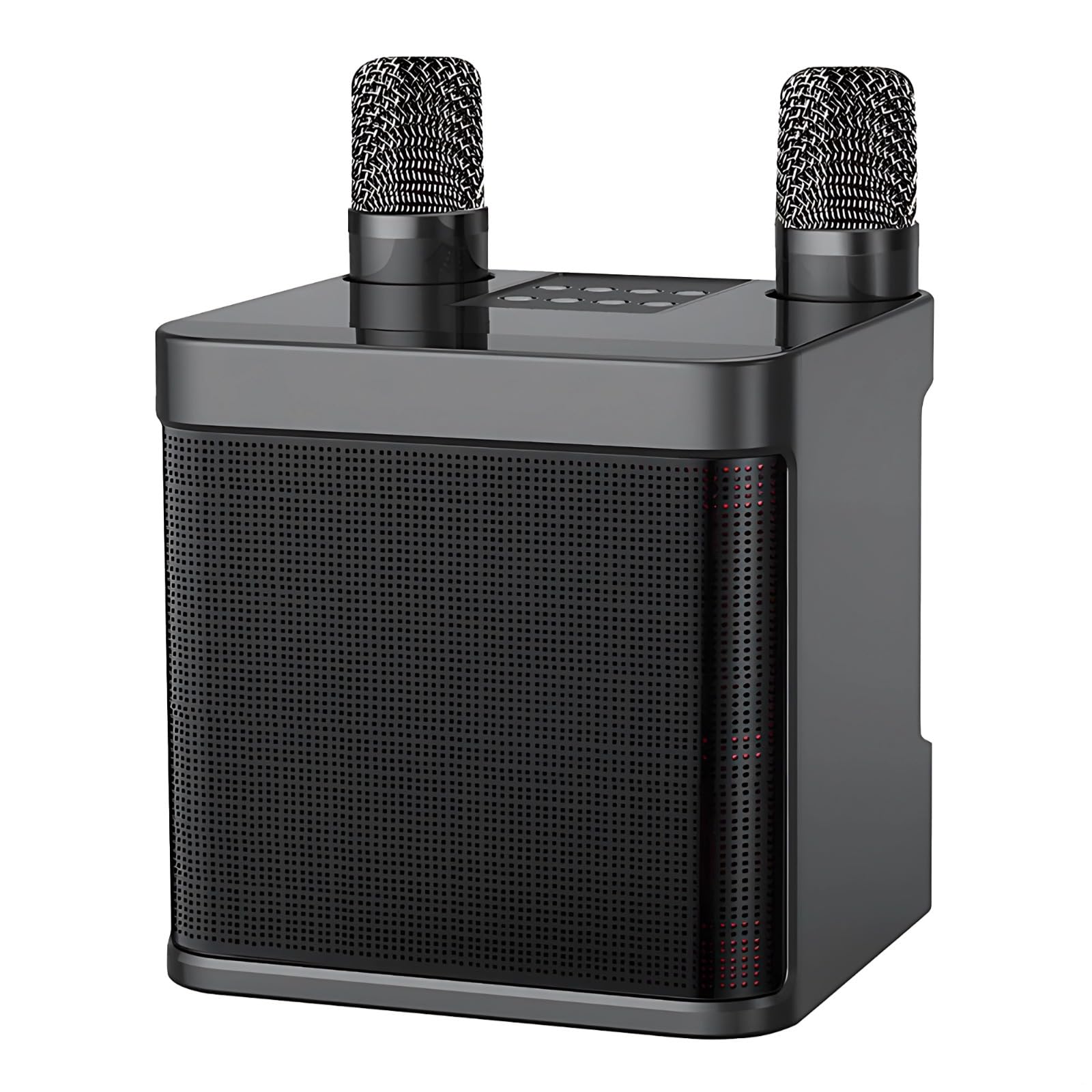 Portable Karaoke Speaker with Two Wireless Microphones, Compact Abs for Fun at Home Or Outdoors, 6.1 X 6.1 X 5.4 in