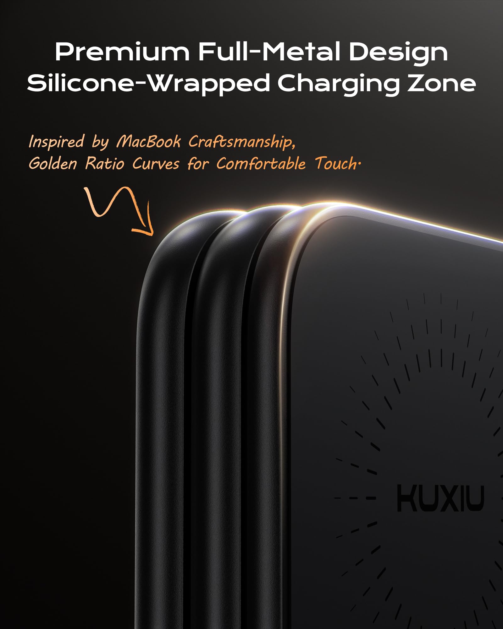 KU XIU X40 Turbo Qi2.2 25W Cargador Inalámbrico Magnético 3 en 1, Estación de Carga Plegable para iPhone 17/16/15/14/13/12, 5W para Apple Watch y AirPods, Diseño en Aluminio, Adaptador GAN 45W Incl.