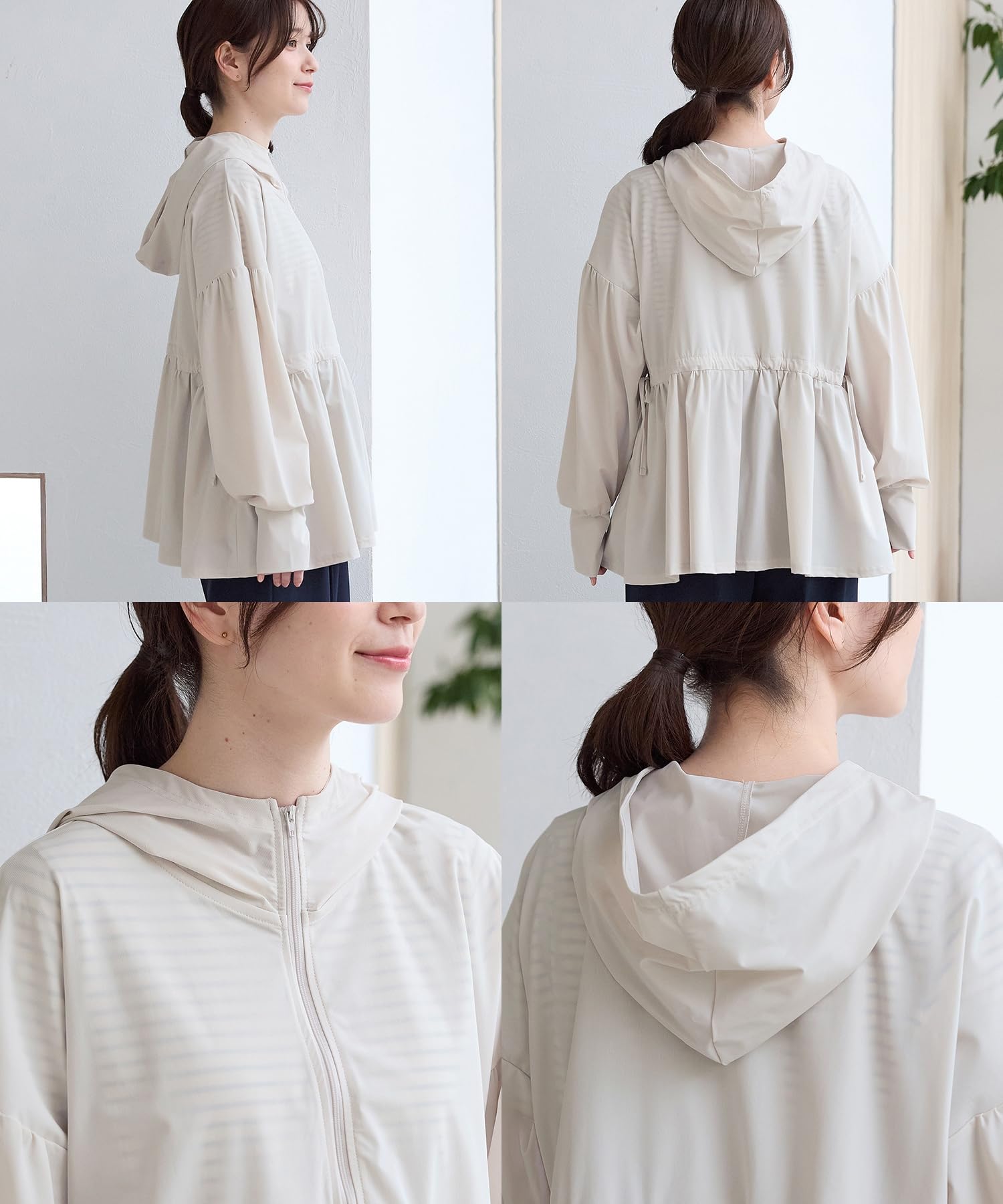 トップス 長袖 ハニさら スタッフコラボ UVカット 接触冷感 サムホール付き ポケット レディース Honeys ハニーズ ＵＶカットパーカー 5850129848 - 3