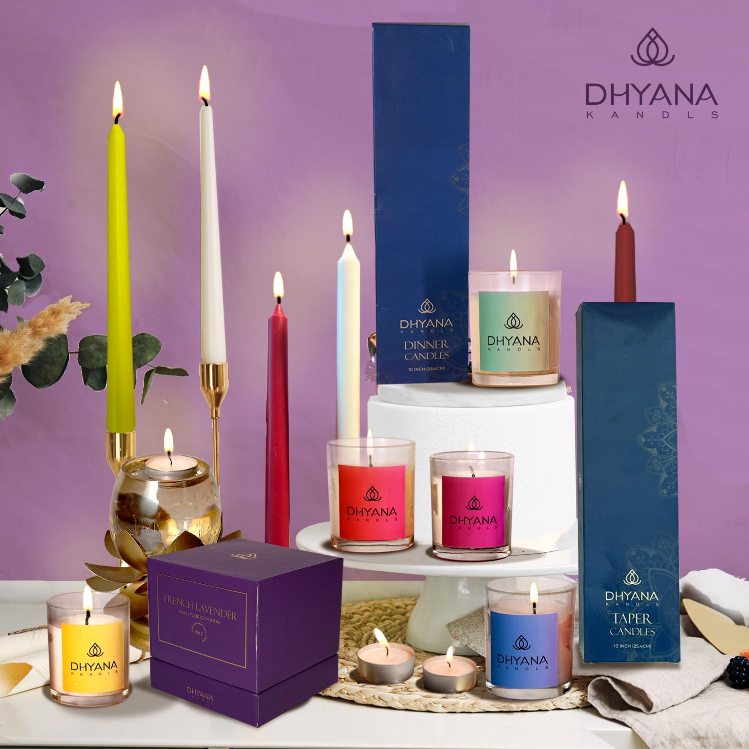 Dhyana Kandls Unscented Dripless Dinner Candles - (Set of 6) - 10