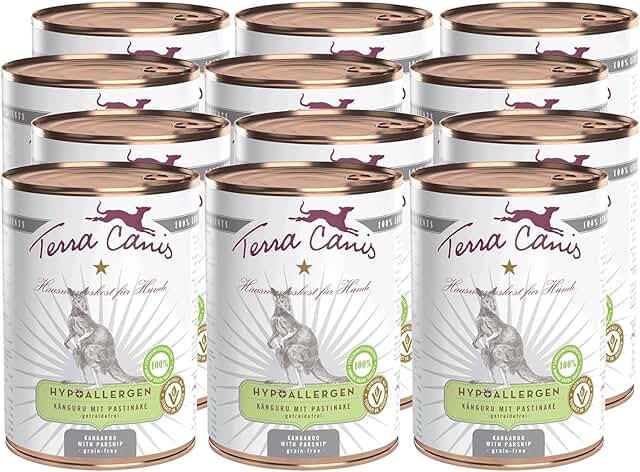 Terra Canis Känguru mit Pastinake - Hypoallergen Nassfutter, 12x400g I Premium Hundefutter in 100% Lebensmittelqualität Aller Rohstoffe I Allergenarm, Getreide & glutenfrei product image