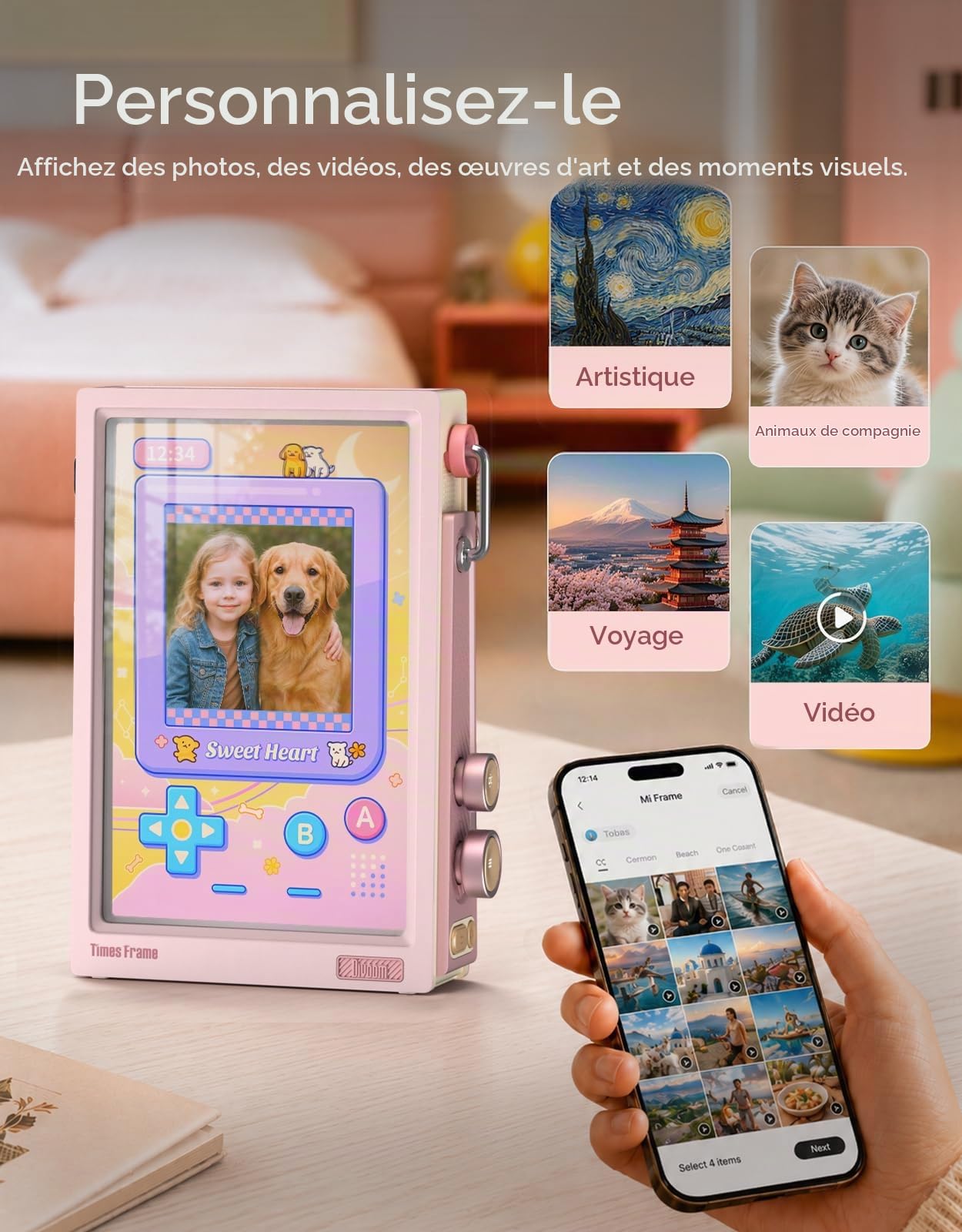 Divoom FlowToo Schlafsoundmaschine & Times Frame Digitaler Bilderrahmen – 90+ Schlafsounds, Bluetooth-Lautsprecher, transparentes 10,1-Zoll-Display, WLAN, 64 GB und RGB-Beleuchtung