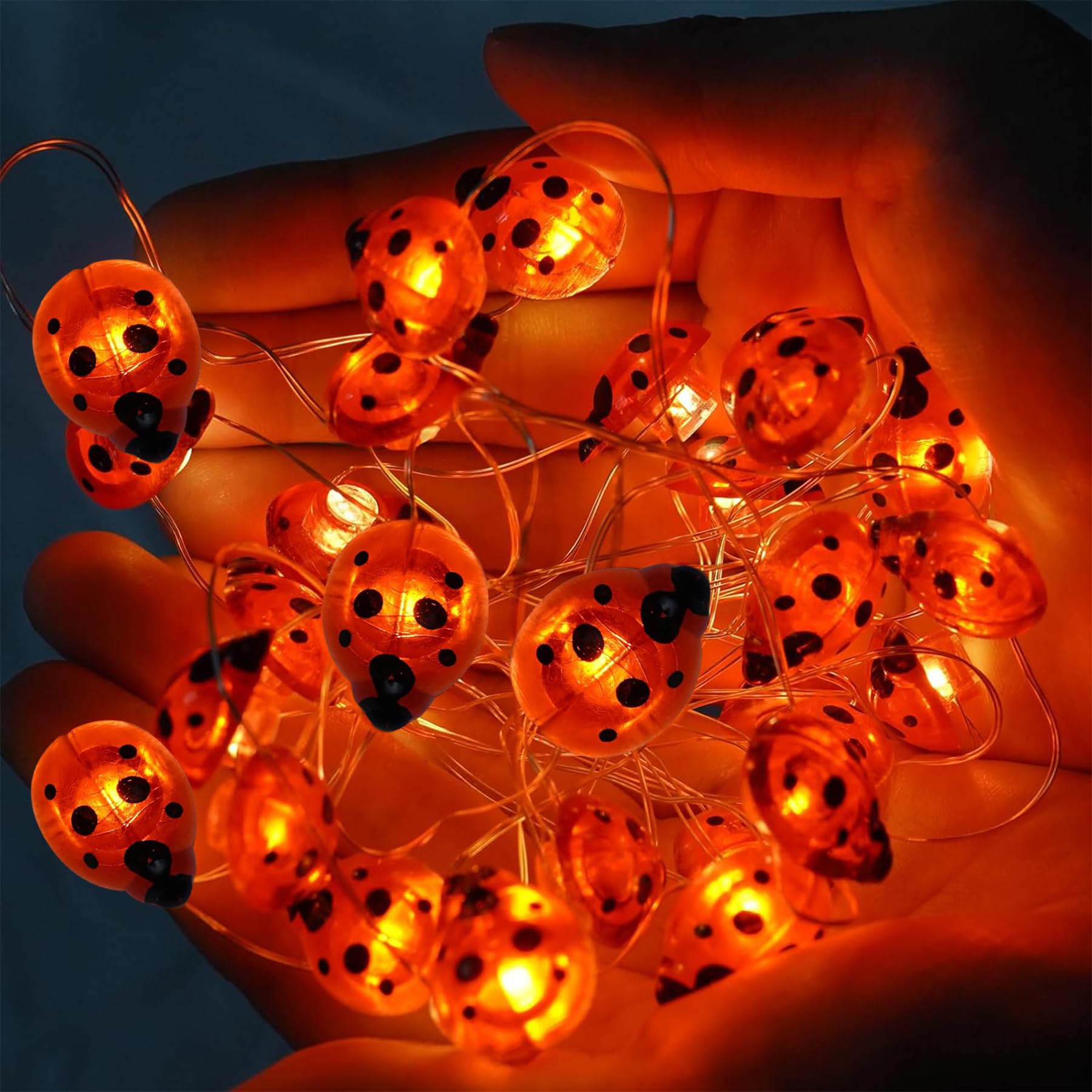 Sunshine Smile Ladybird Fairy Lights - 2 m 20 LED Luminous Beetle Light - Waterproof Decoration for Garden, Flower, Patio, Christmas, Weddings, Parties