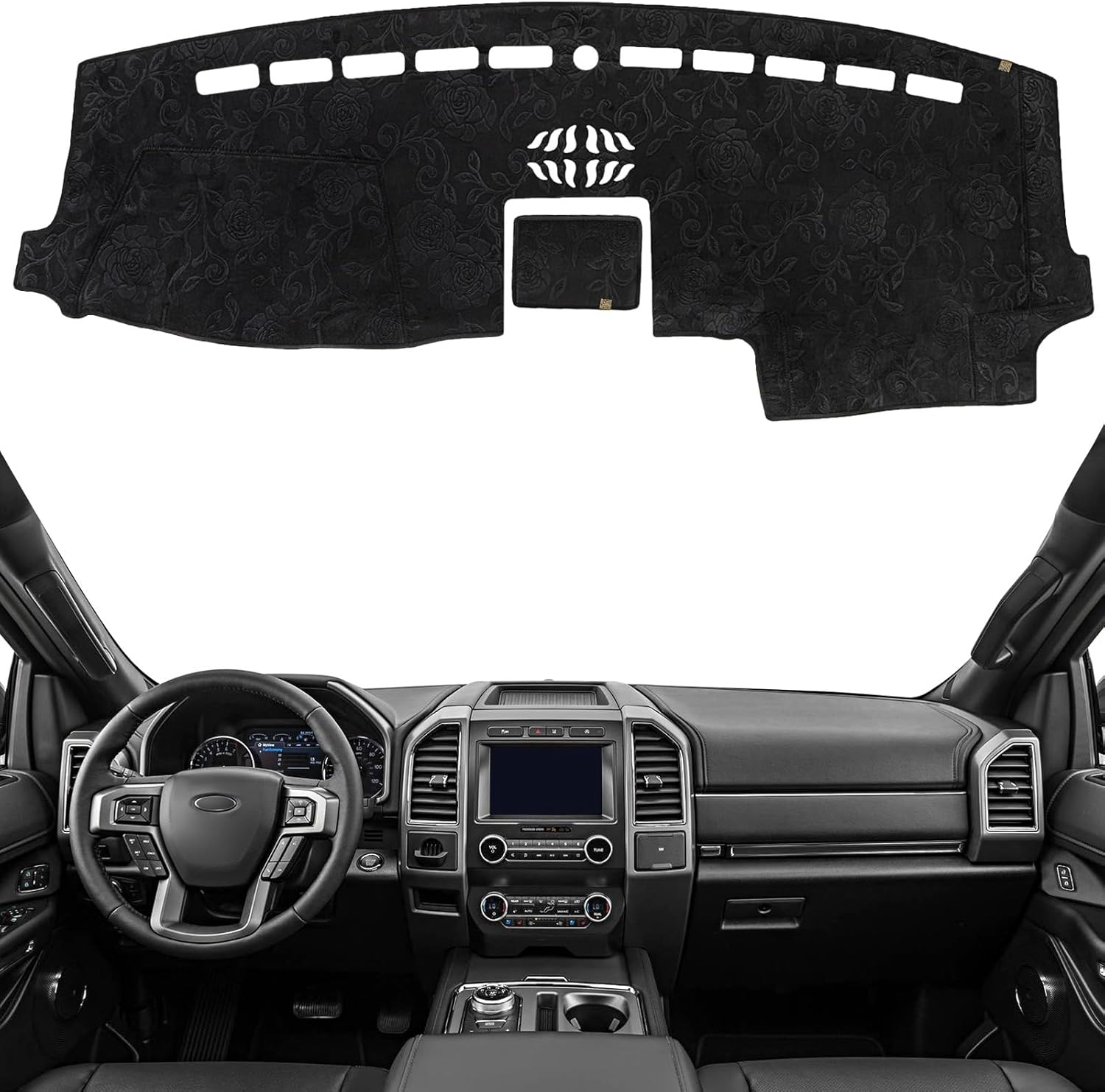 KEYOOG Dashboard Cover Dash Mat Fit for 2020-2015 Fo-rd F-150,2020-2018 Expedition (for W/Dash Center Speaker Models Only),Car Dash Board Mat Anti-Glare Carpet,Non-Slip Pad (Flannel)