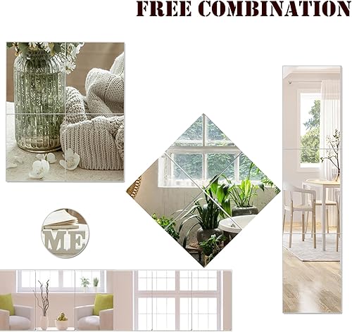 Miniatura 5 de LYCRAFTS 4PCS Self Adhesive Acrylic Mirror Tiles Waterproof Flexible Mirror Wall Stickers Sheets Non Glass Body Mirror for Bathroom Bedroom Living