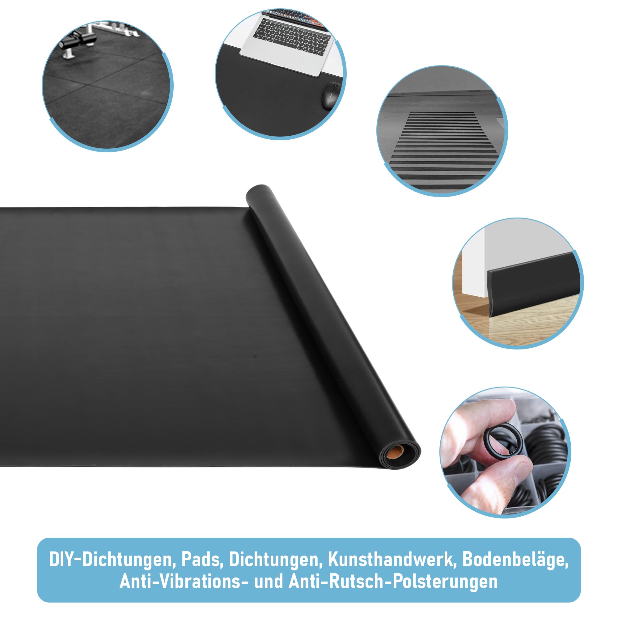 SBR Rubber ANRO Rubberen Mat, Noppenmat, Per Meter, 3 Mm, Rubberen