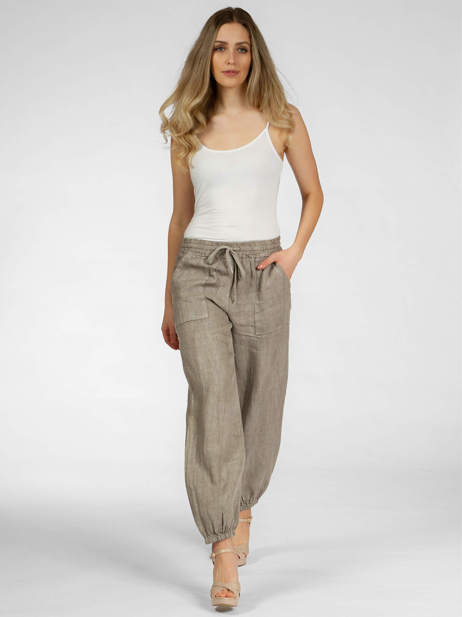 Caspar KHS051 Elegante Damen Casual Sommer Leinenhose