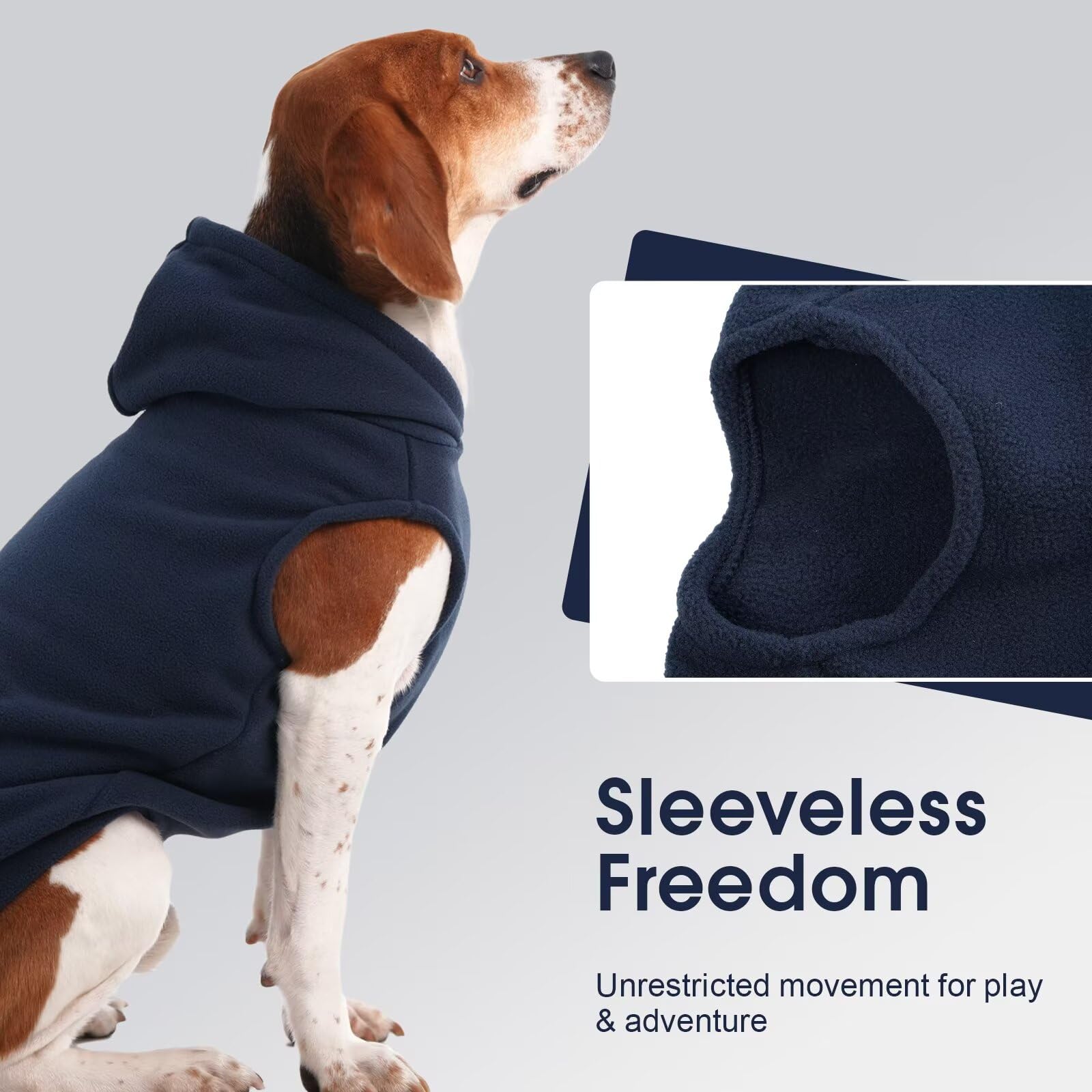 IECOii Dog Hoodie with Leash Hole,Fleece Dog's Sweatshirt Fall Dogs Sweater with Hood,Warm Jumper for Medium Dogs Boy Girl,Sleeveless Doggy Hoodie Medium Dog Winter Clothes for Pug,Jack Russell,Blue,M - Image 4