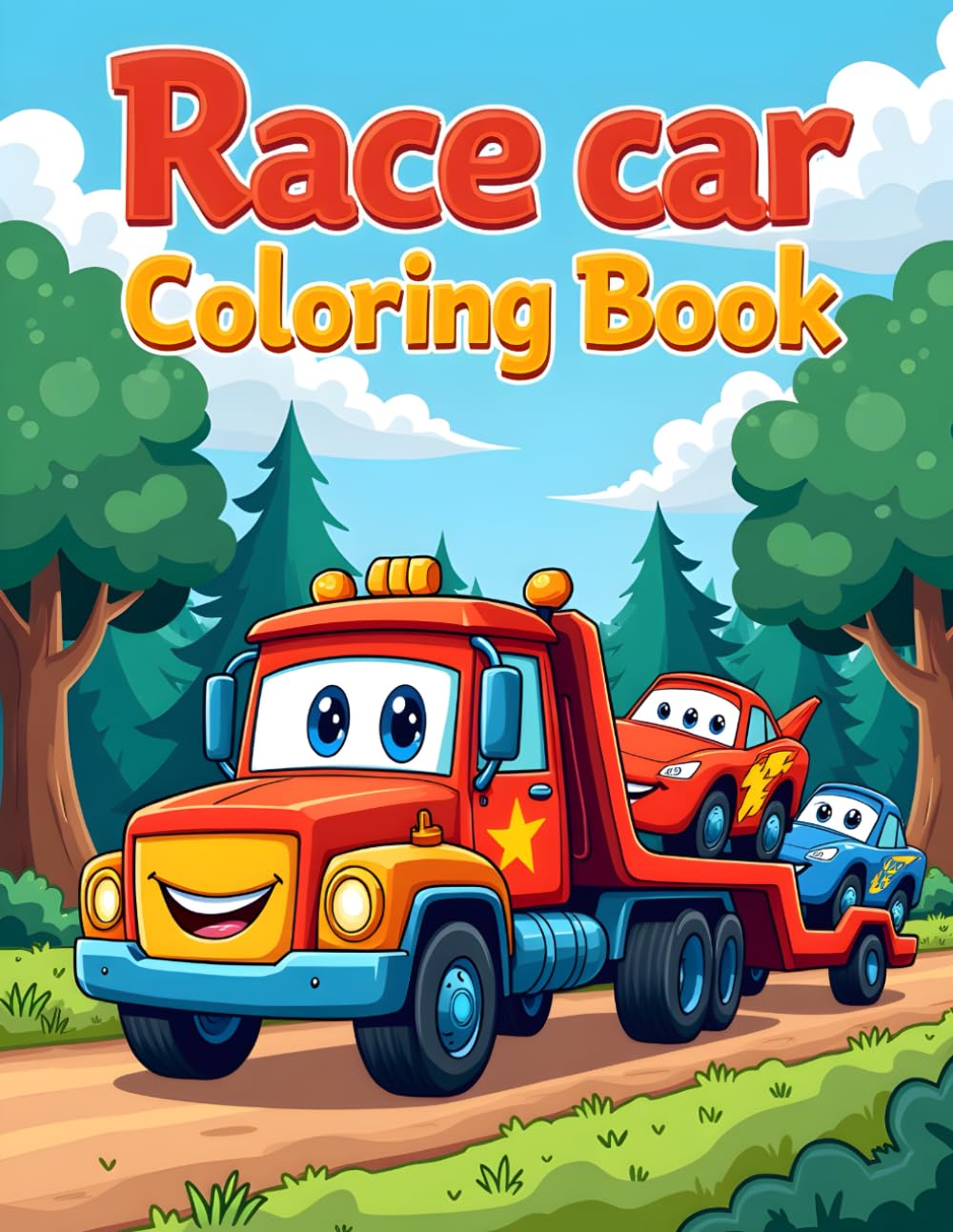 Cute Race Car Friends Coloring Book