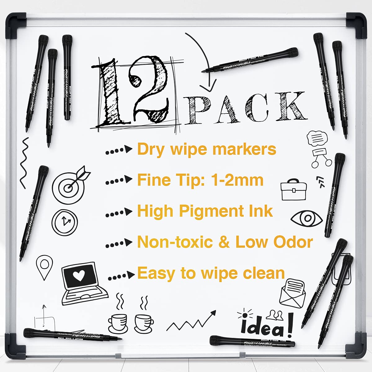 Black Whiteboard Pens Whiteboard Markers 12 White Board