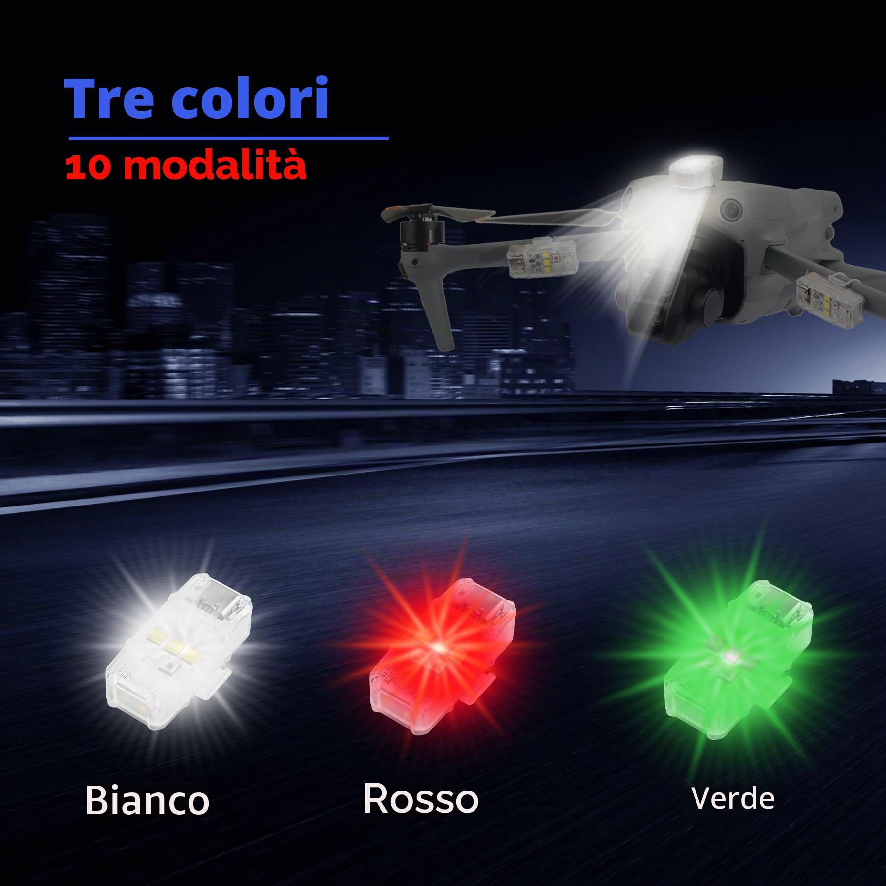 Luce Stroboscopica,Luci Notturna Anti Collisione per Drone,Flash LED Strobe Light per DJI Neo 2,Flip,Mini 5 3 4 Pro 4K SE 2,Air 3S 2S,Mavic 4 3,Spark,FPV,Avata,EVO Accessori(3 pezzi)