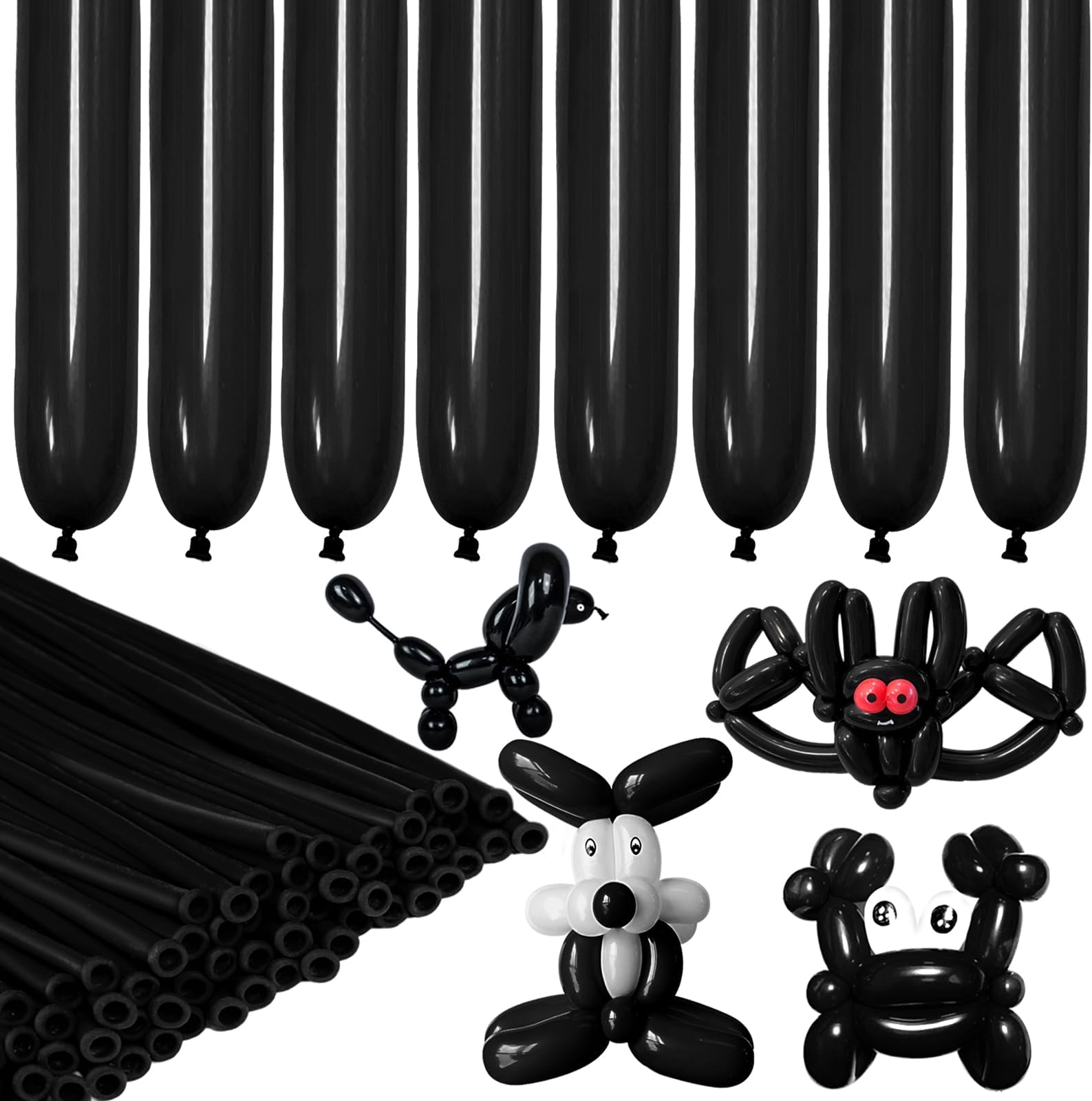 260 Balloons Black Long Balloon for Balloon Animals, 100pcs Twisting Balloons for Balloon Garland Animals Modeling Birthday Wedding Party Decorations (Black)
