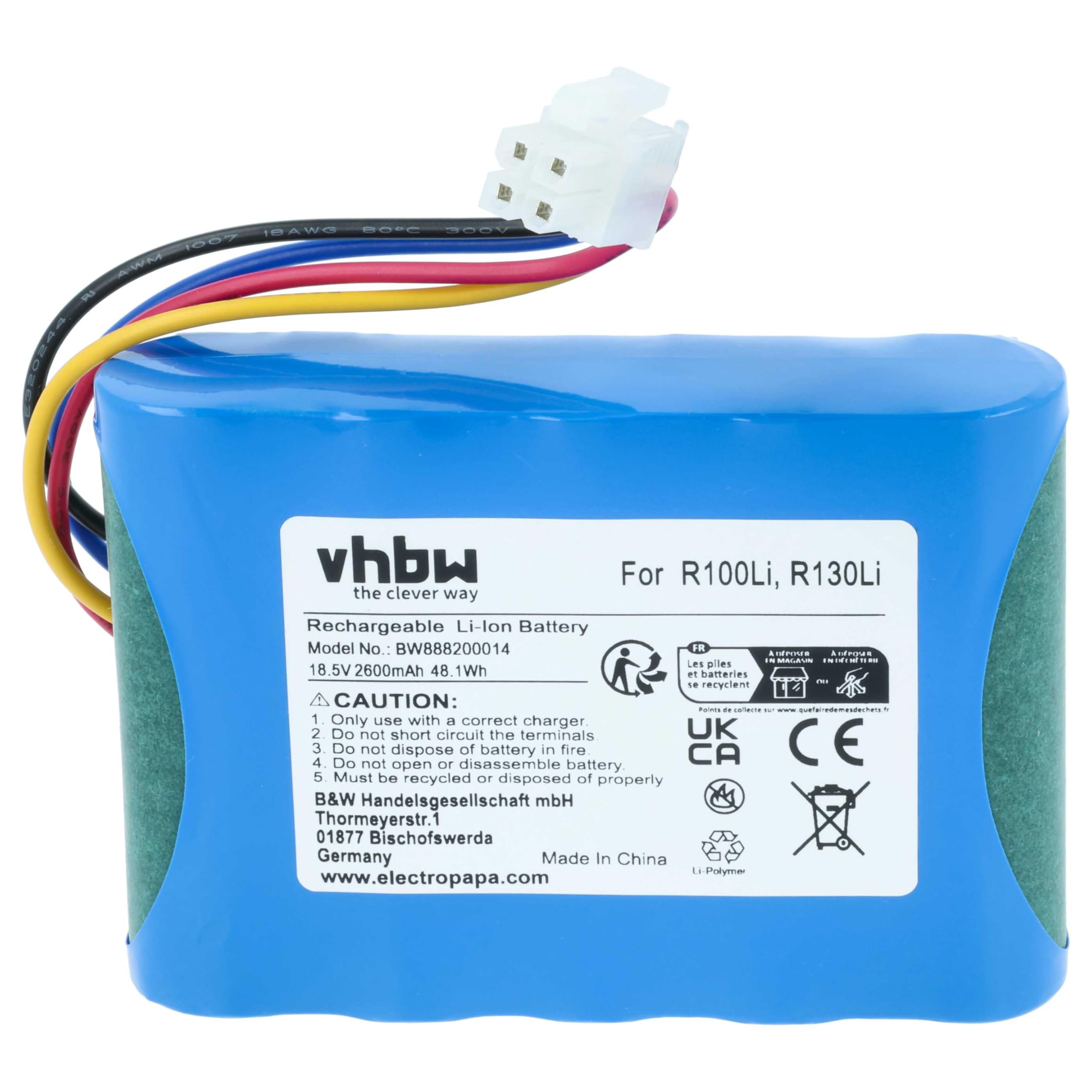 vhbw 2X Batería reemplaza Husqvarna 592 96 83-01, 589 58 62-01 para cortacésped 2600mAh 18,5V Li-Ion
