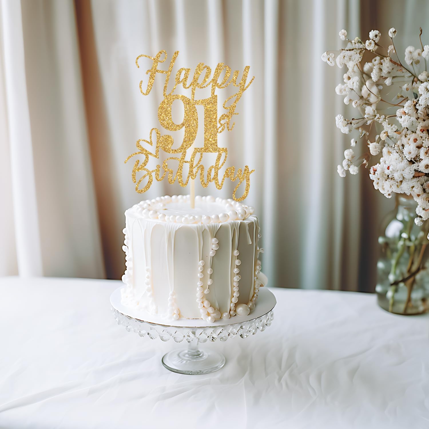 Amazon.co.jp: Happy 91st Birthdayケーキトッパー、男性/女性用誕生日