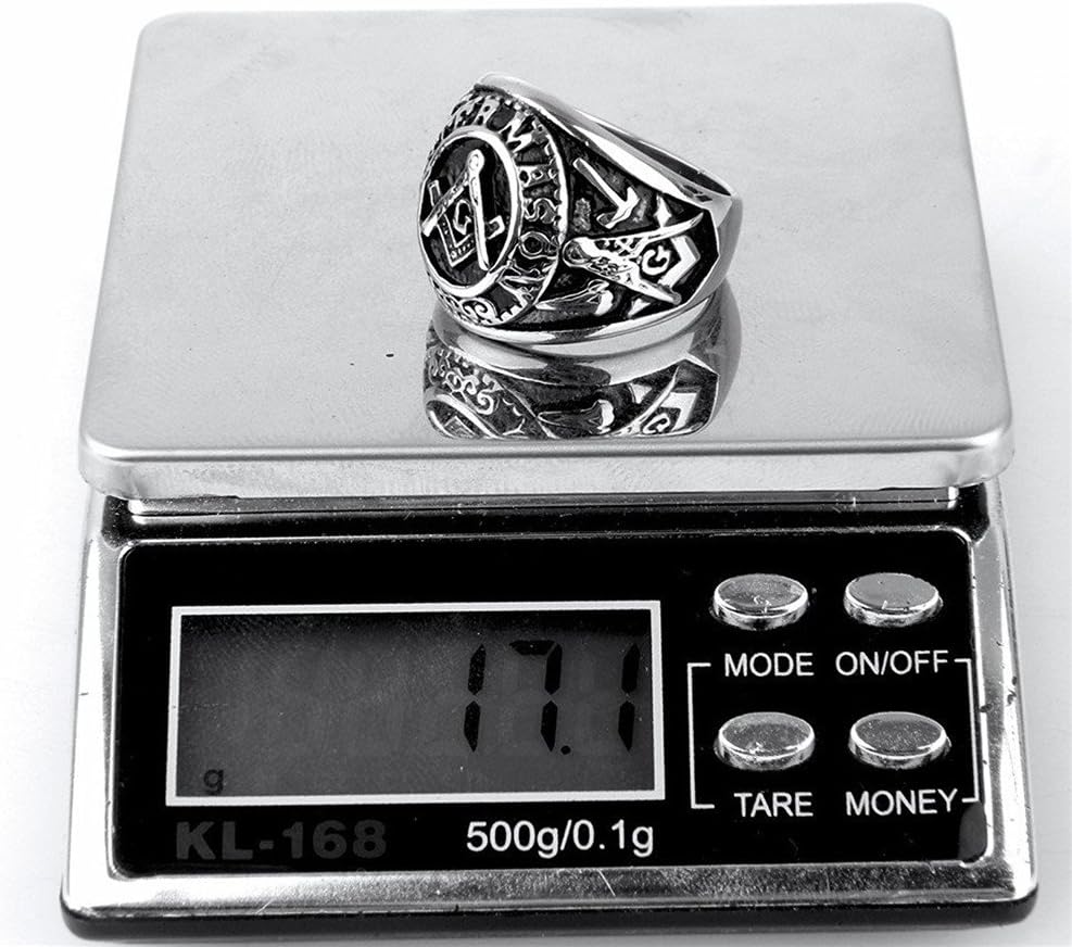 Men's Stainless Steel Vintage Freemason Masonic Rings Signet Biker Bands Silver Black Gold - Image 6