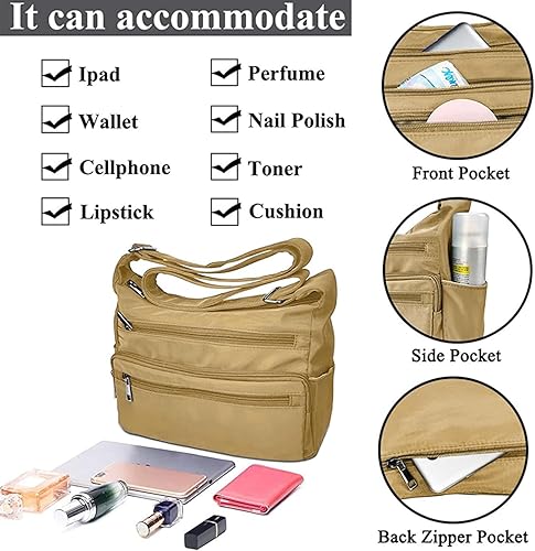 Miniatura 7 de VOLGANIK ROCK - Bolso RFID para mujeres, de tela, nailon, con múltiples bolsillos, para viaje