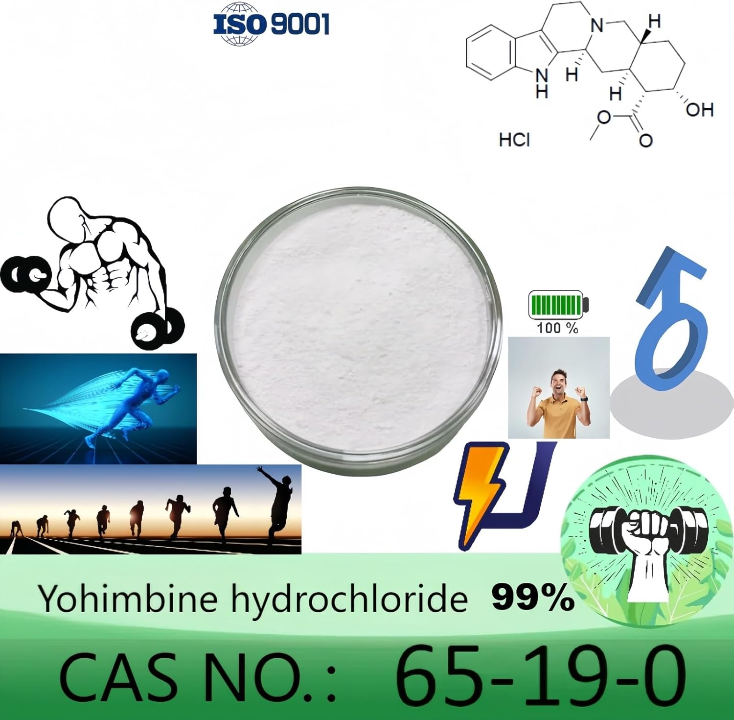 Yohimbine HCl Powder, 2 Grams, Purity Above 99% CAS 65-19-0
