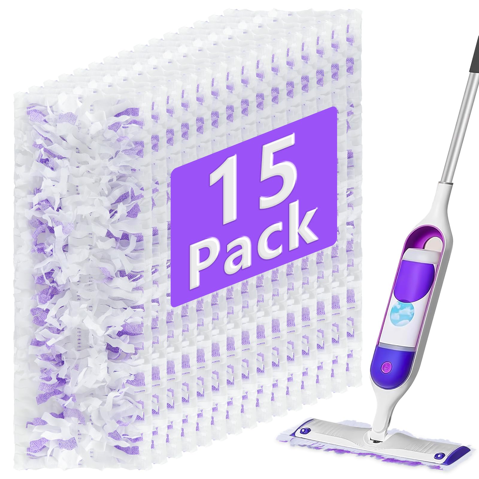 15 Pack Disposable Power Mop Refills Pads for Swiffer Power Mop,Spray Wet Pads Refill for Swiffer,Disposable Swifter Mopping Pads Refills for Multi-Surface Floor Cleaning