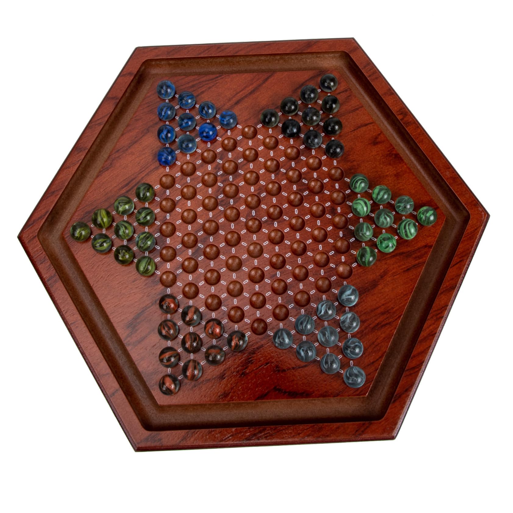 Set 1 Scacchiera Dama Cinese in Legno Naturale Tavolo Esagonale, Gioco Educativo per Bambini per Casa e Scuola, Migliora Pensiero Critico e Coordinazione Mani-cervello