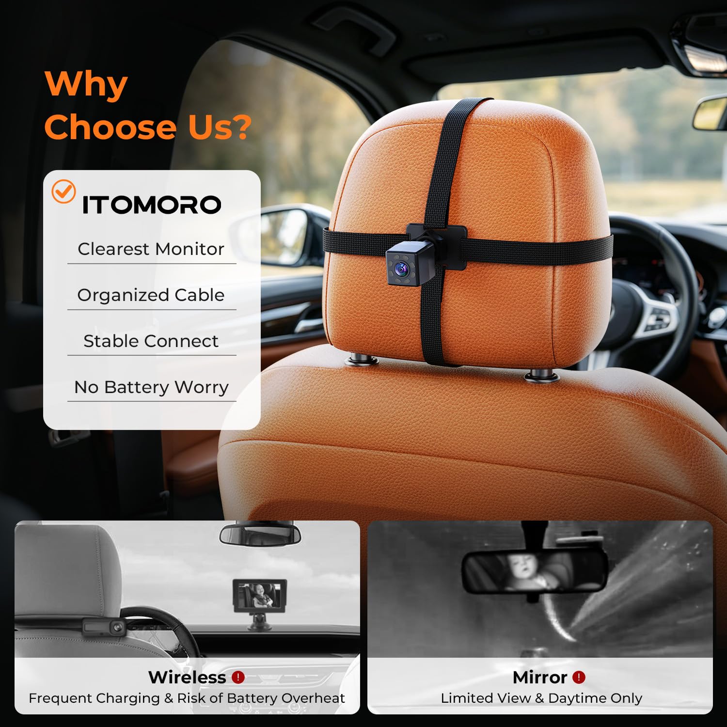 Itomoro 2026 Upgraded Baby Car Camera 1080P HD IR Night Vision Rear Facing — Amazon image 5
