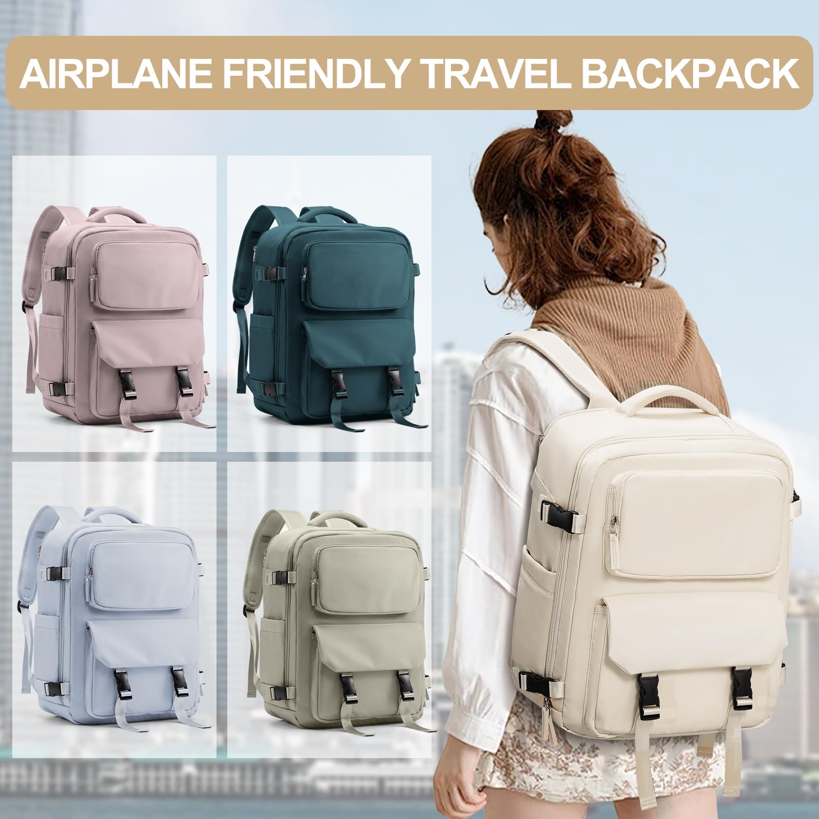 SZLX Zaino da viaggio grande da donna da viaggio zaino da escursionismo sportivo da esterno impermeabile zaino da scuola casual laptop da 14 pollici con porta di ricarica USB scomparto per scarpe