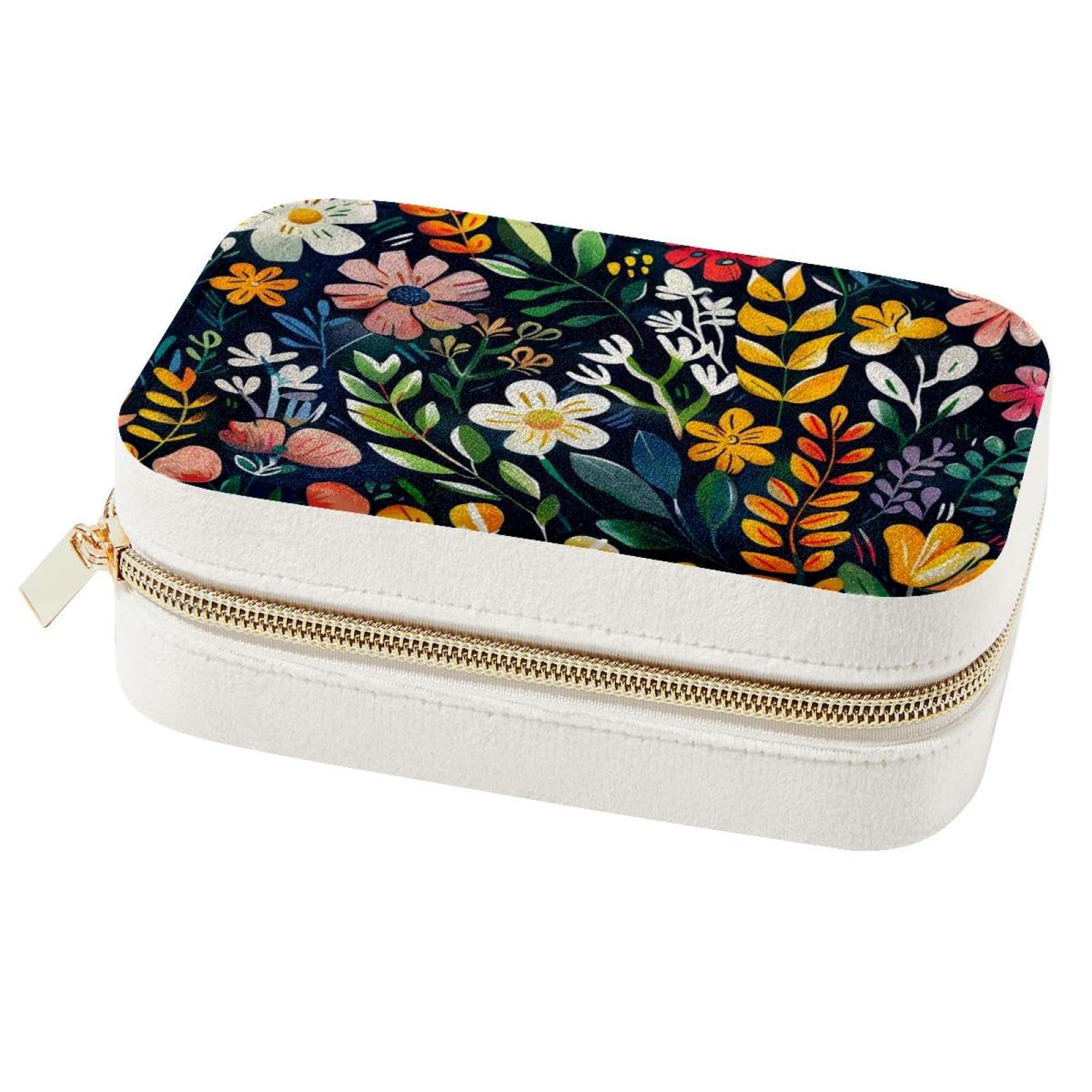 Boîte à bijoux portable à fleurs pour organiser vos bagues et colliers en voyage