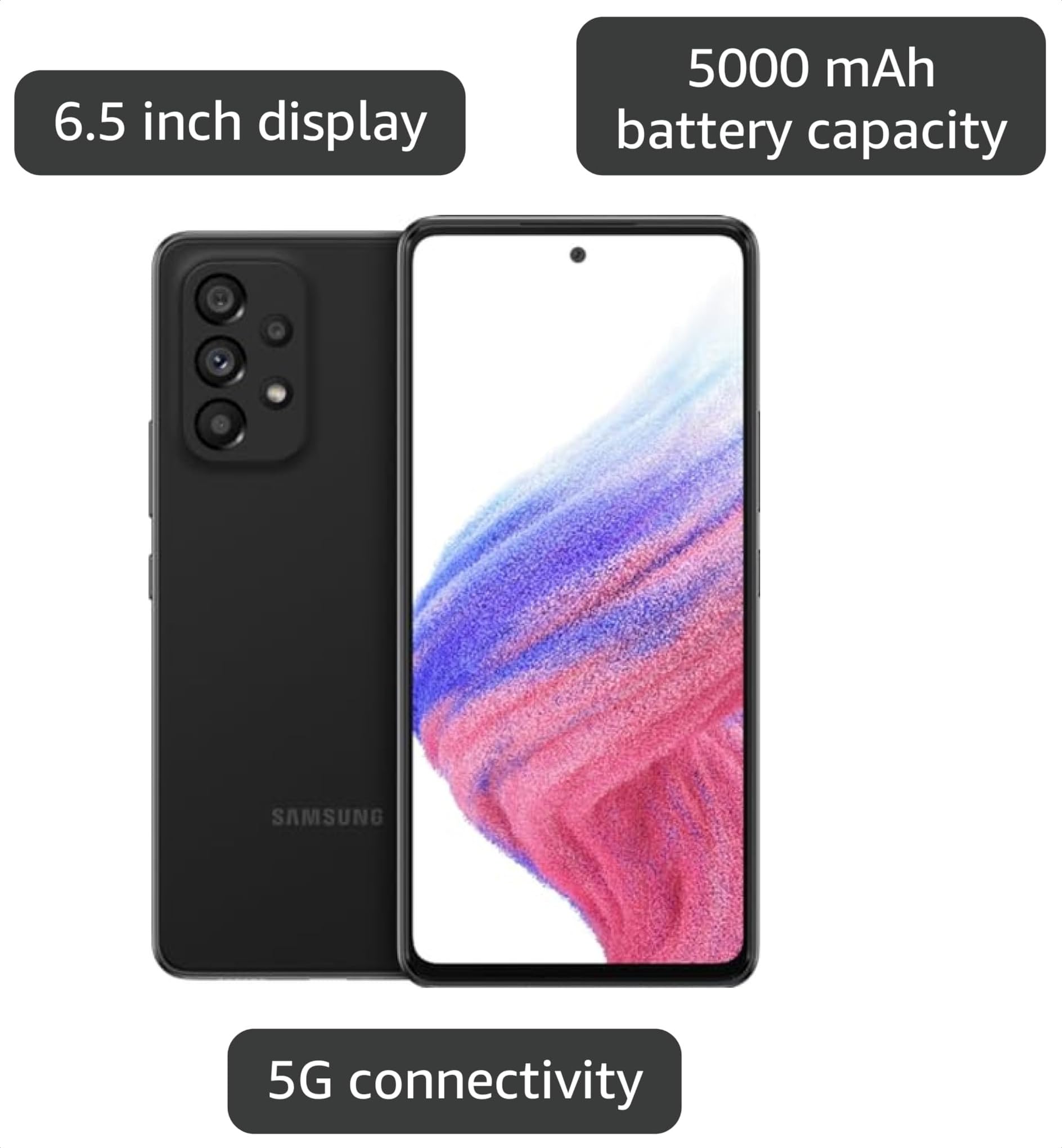 Amazon.com: Samsung Galaxy A53 5G, 128GB + 6GB RAM, Black
