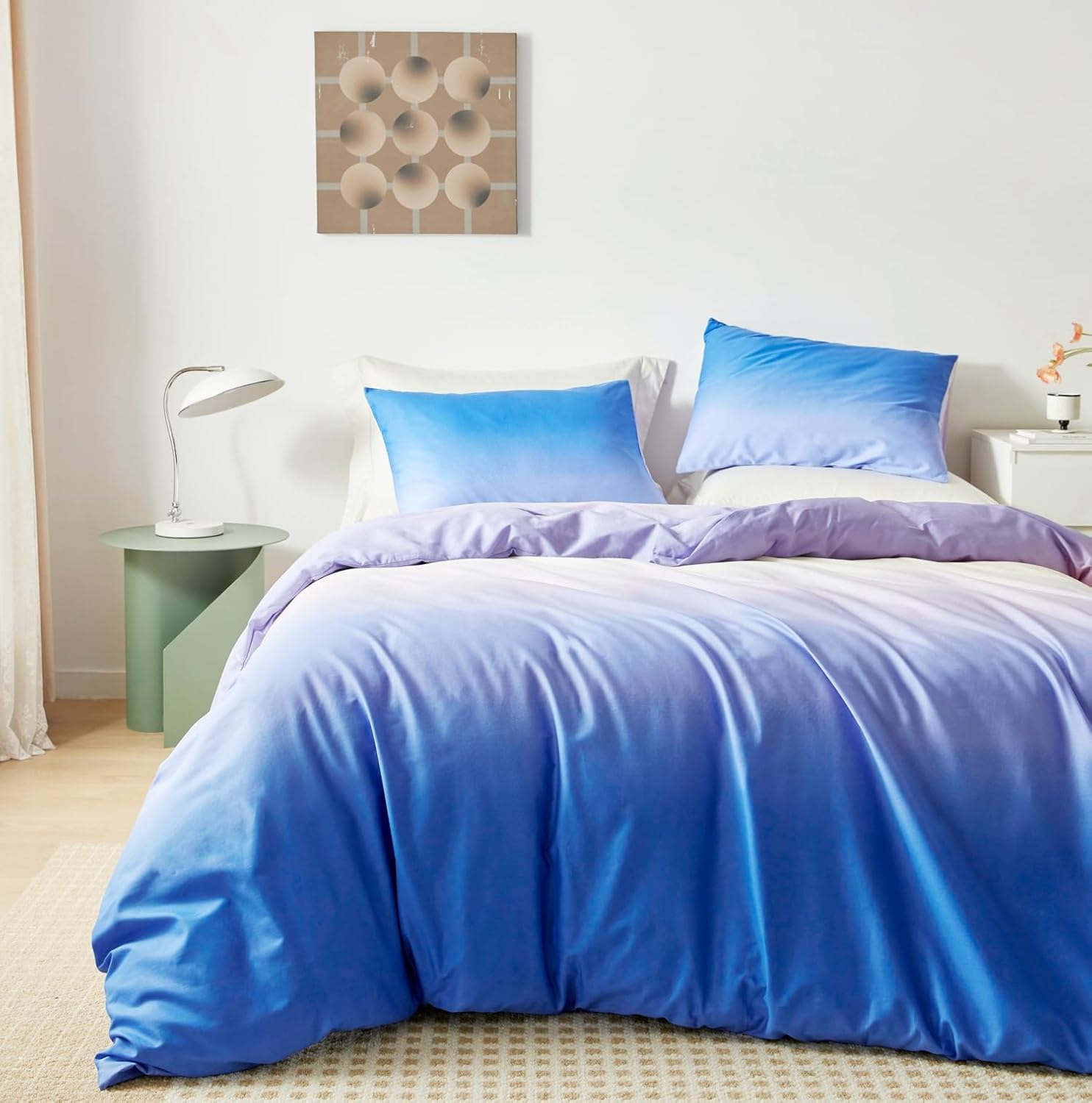 YuHeGuoJi Gradient Lavender Duvet Cover King Size 100 Cotton Purple