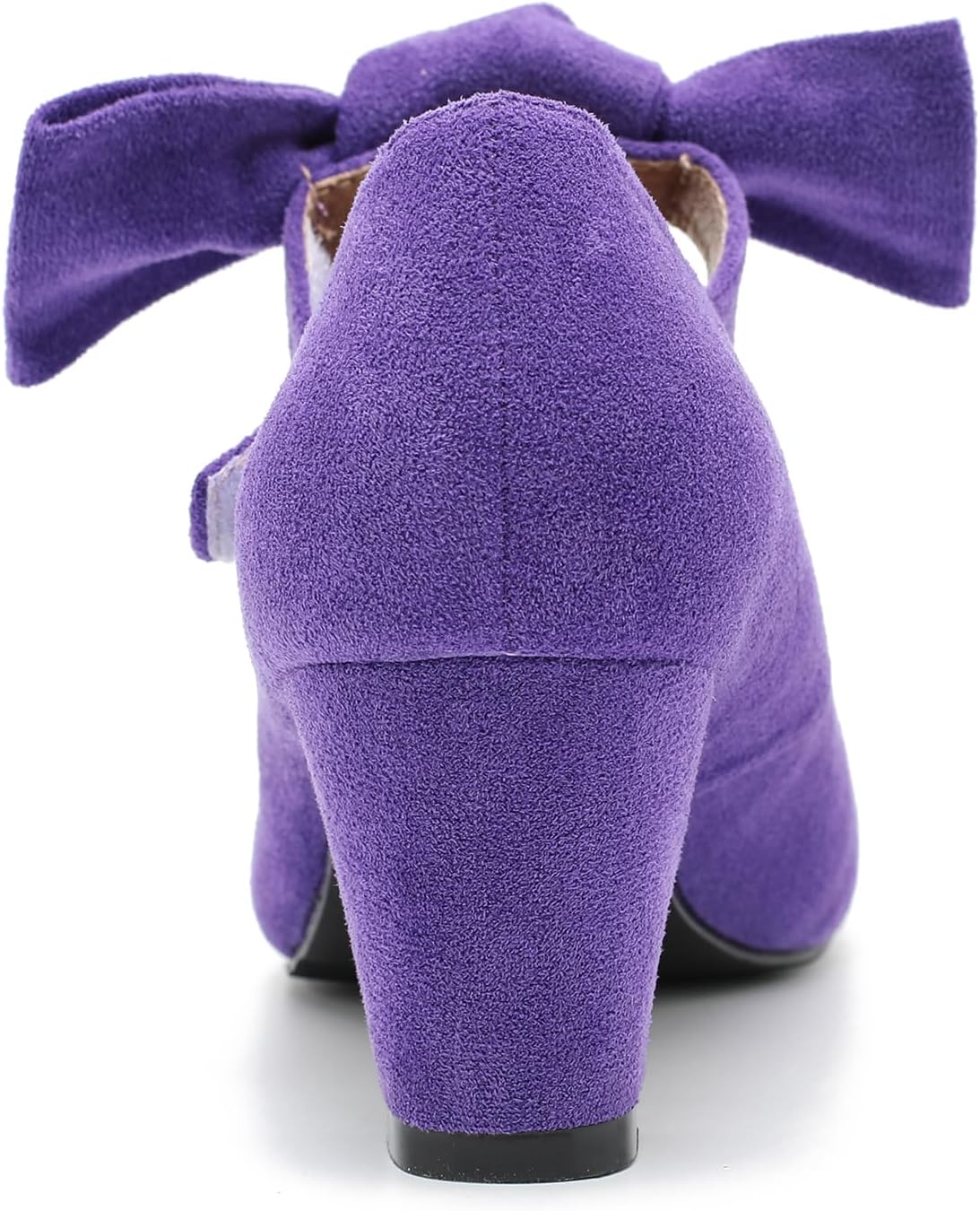 LIURUIJIA Women's Bow Mary Janes Block Heel Pumps Round Toe Ankle Strap Wedding Evening Party Dress Shoes - Image 7