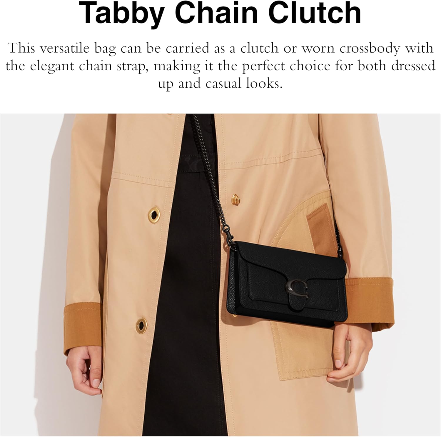 Polished Pebble Leather Tabby Chain Clutch - Image 2